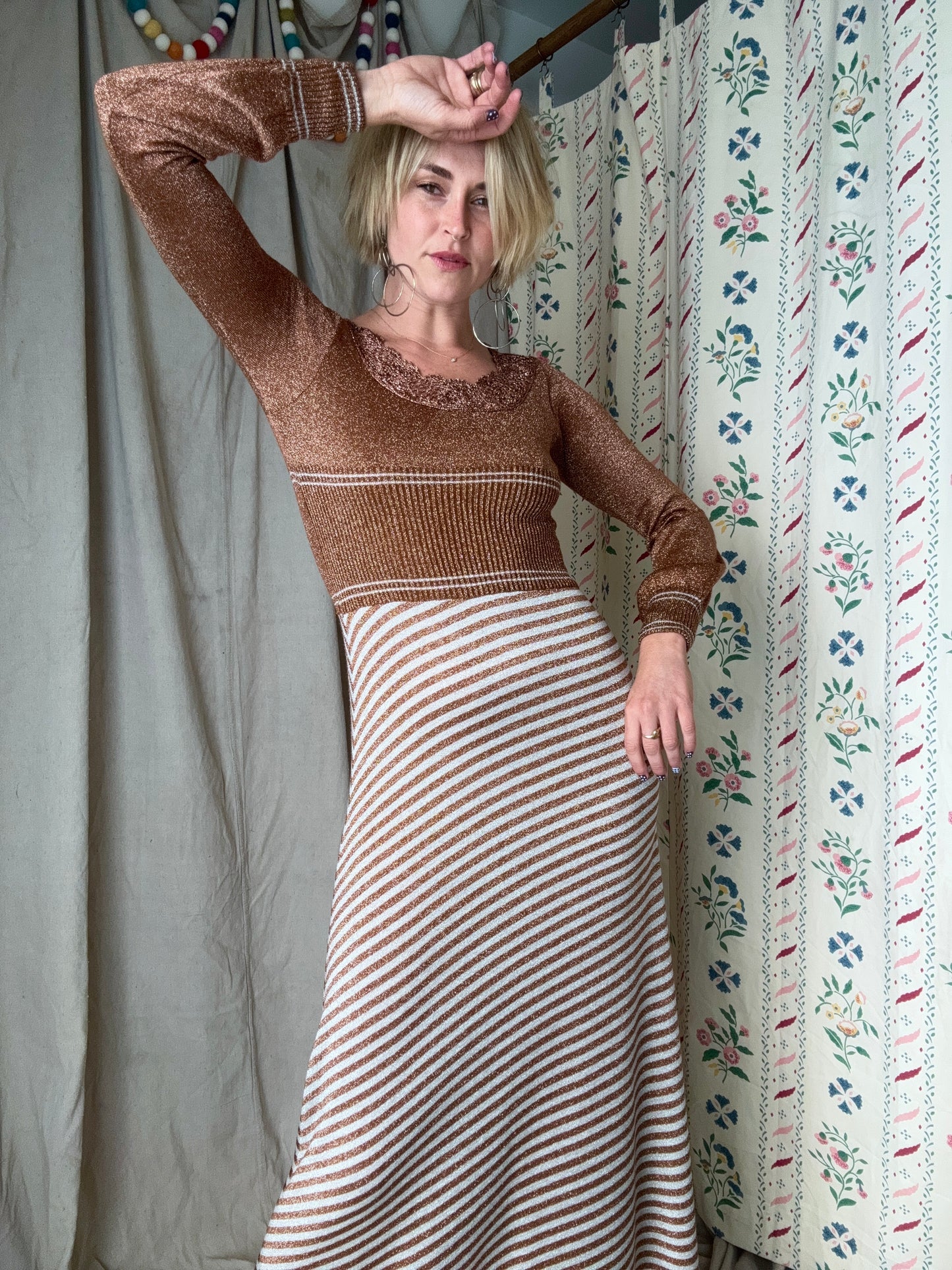 The Ingrid 1970s Knit Maxi Dress