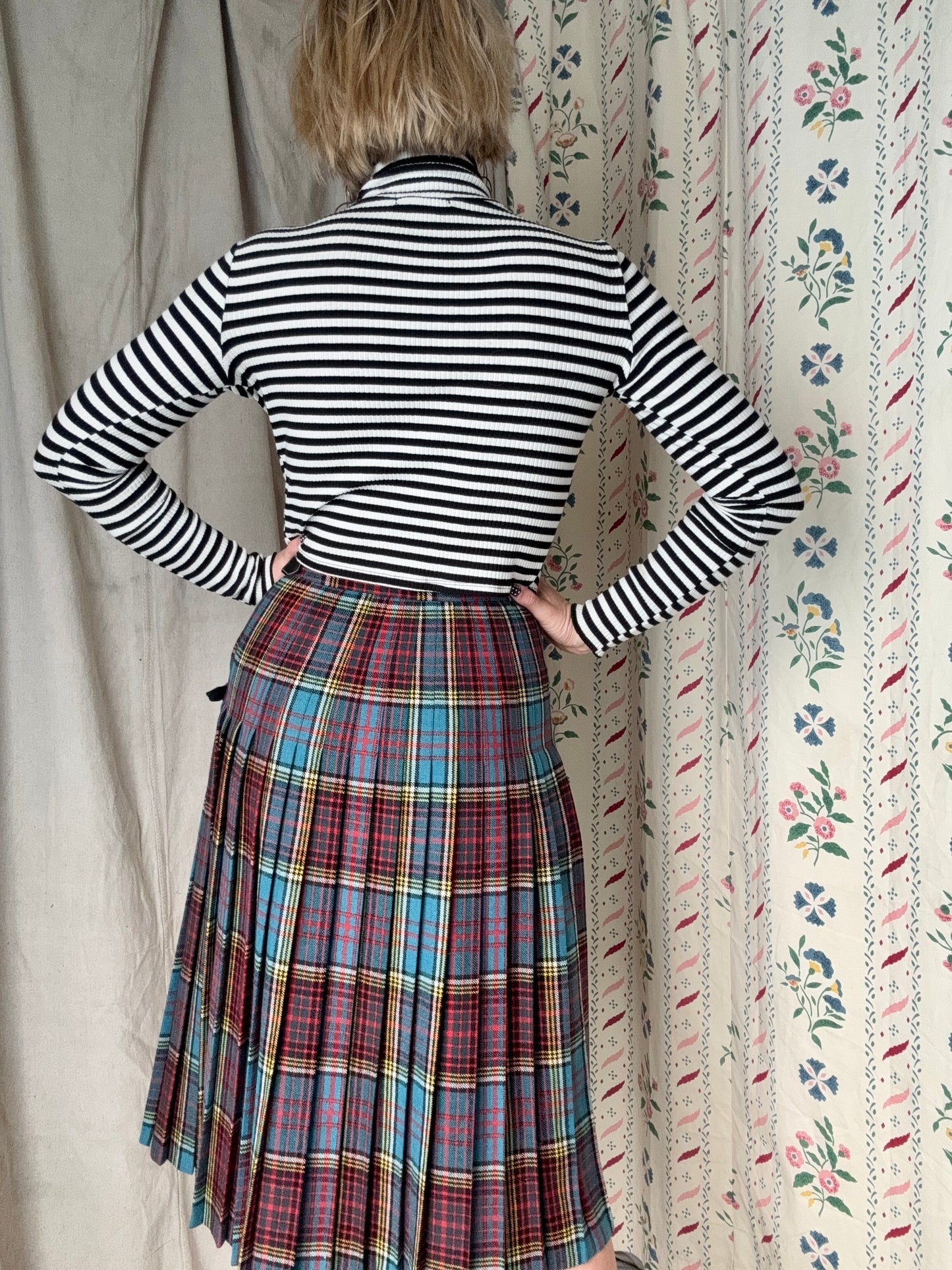 The Eileen 1970s Tartan Wool Skirt