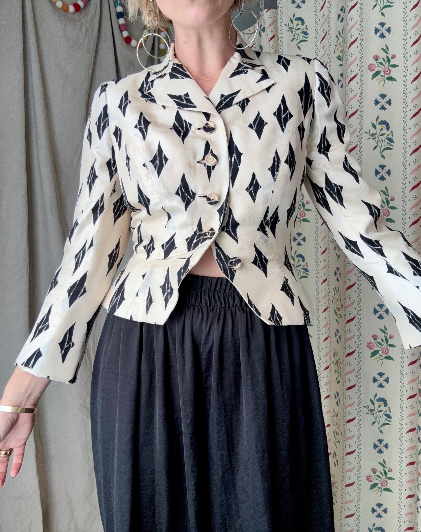 The Bullocks 1950s Cropped Silk Blazer