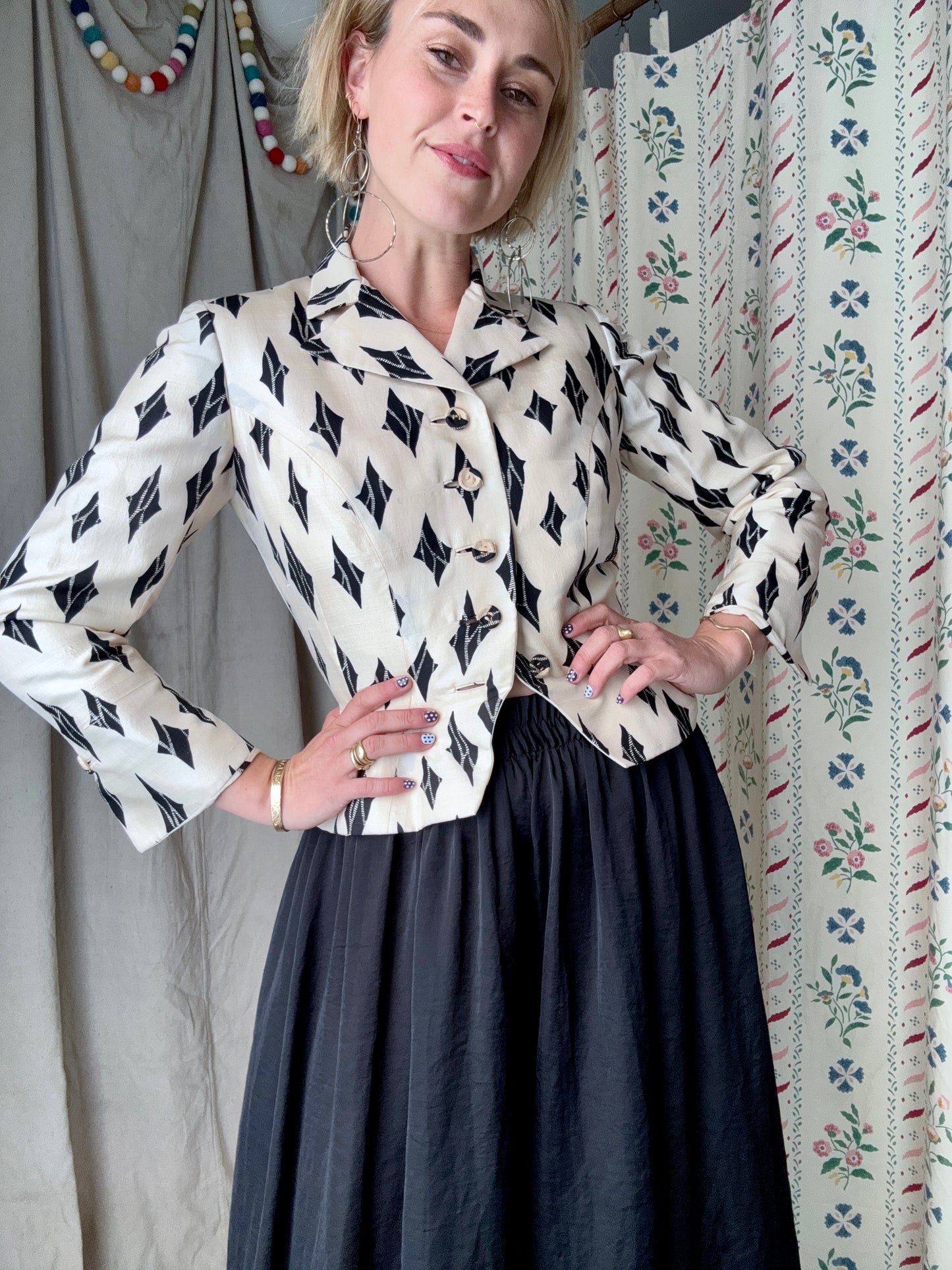 The Bullocks 1950s Cropped Silk Blazer