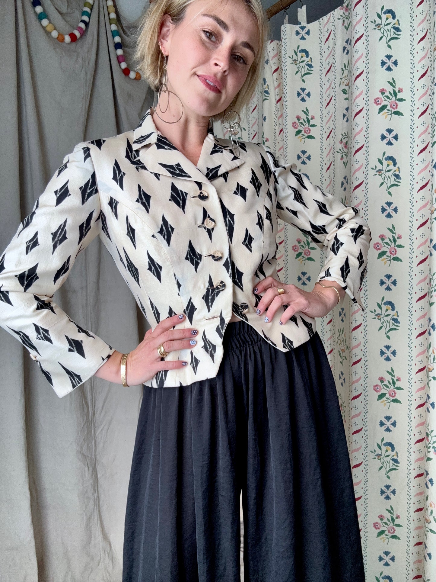 The Bullocks 1950s Cropped Silk Blazer