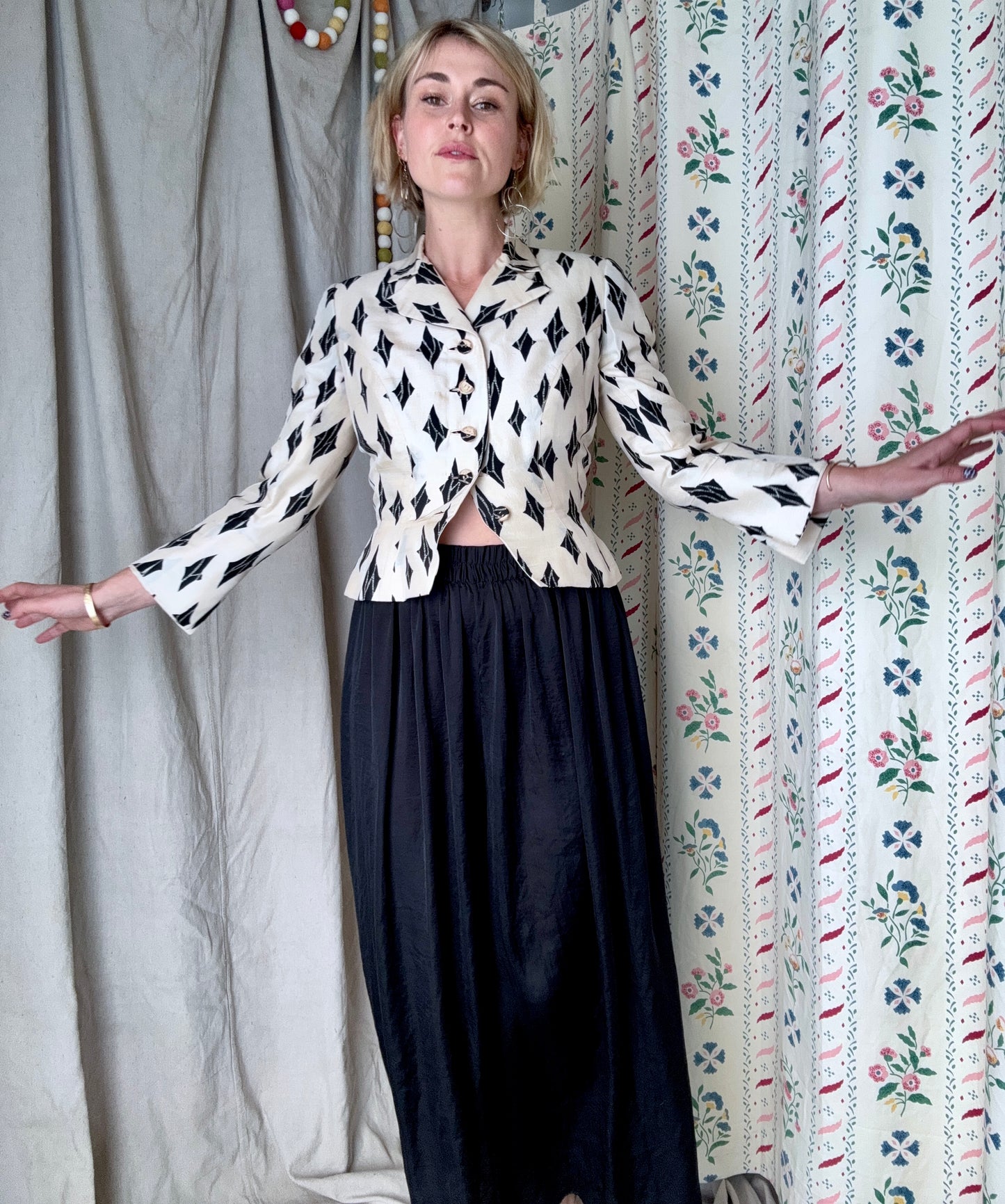 The Bullocks 1950s Cropped Silk Blazer
