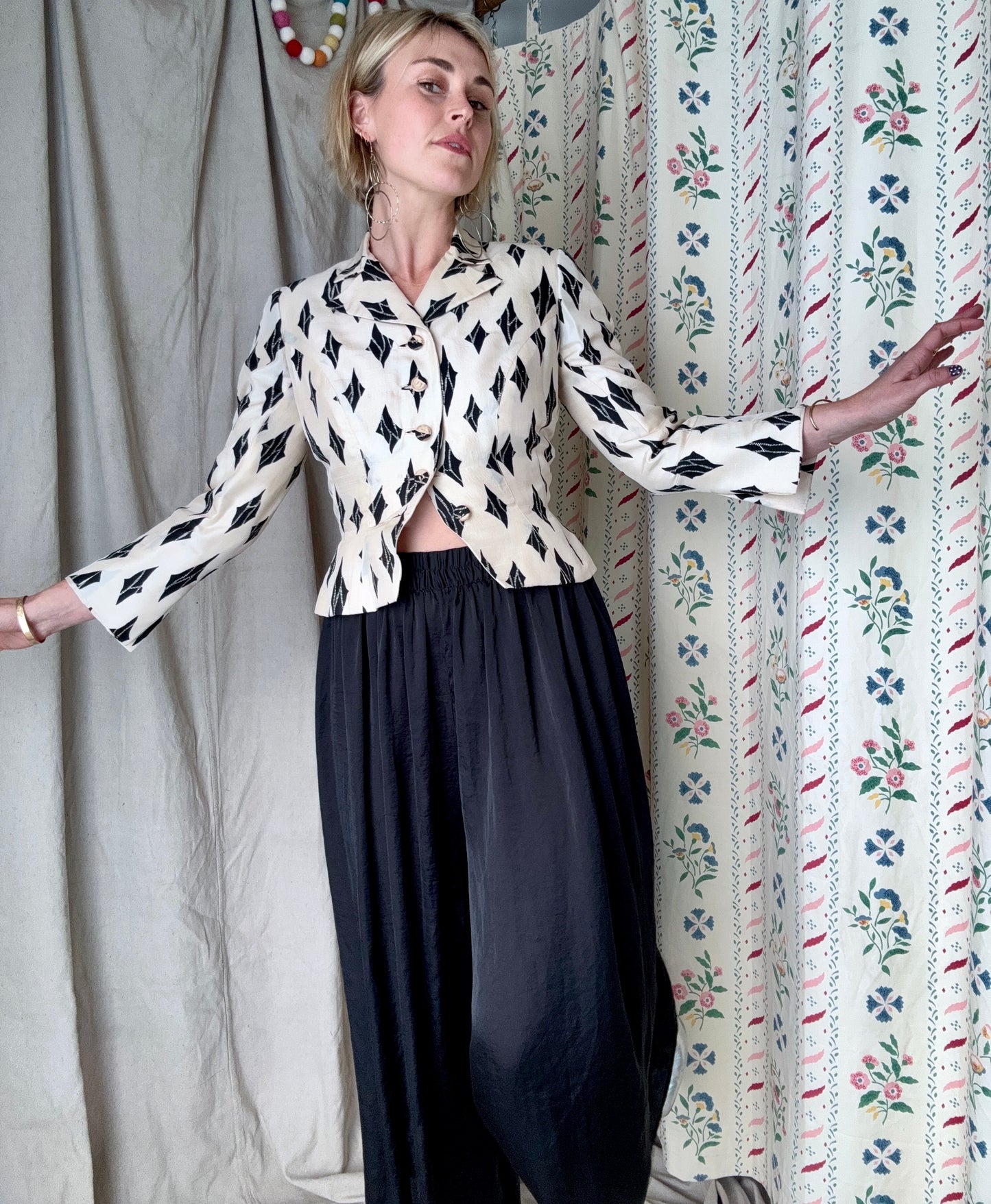 The Bullocks 1950s Cropped Silk Blazer