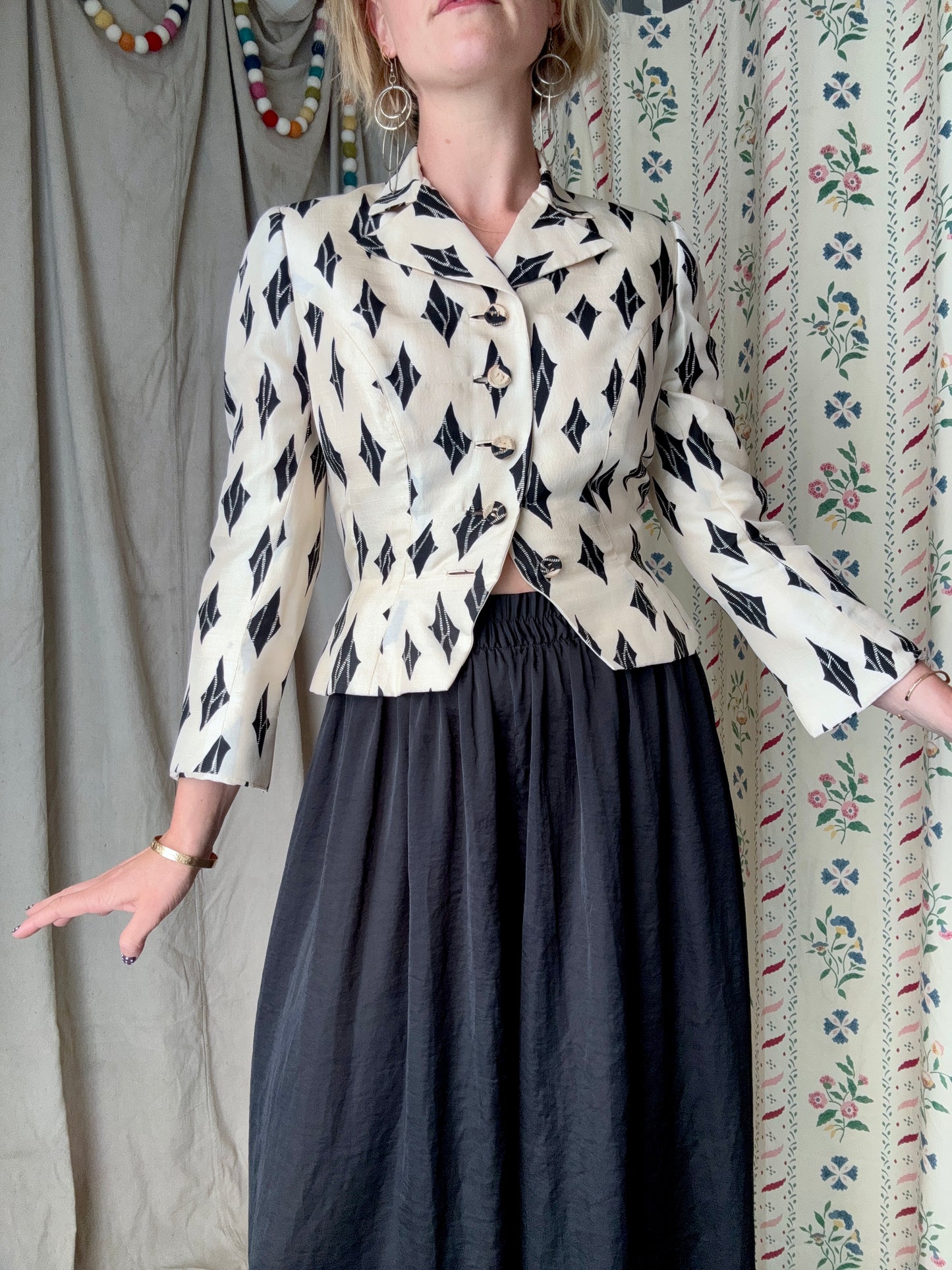 The Bullocks 1950s Cropped Silk Blazer