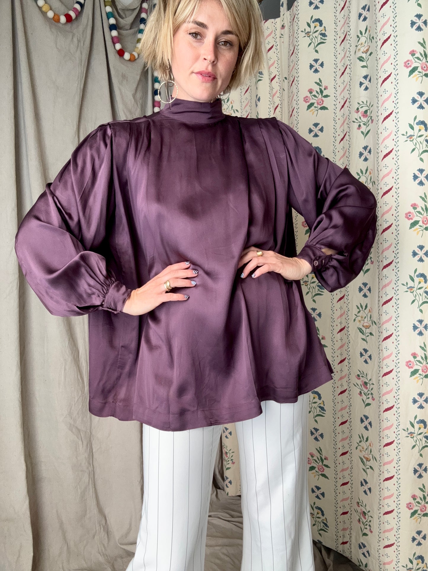 The Georgia 1980s Silk Blouse