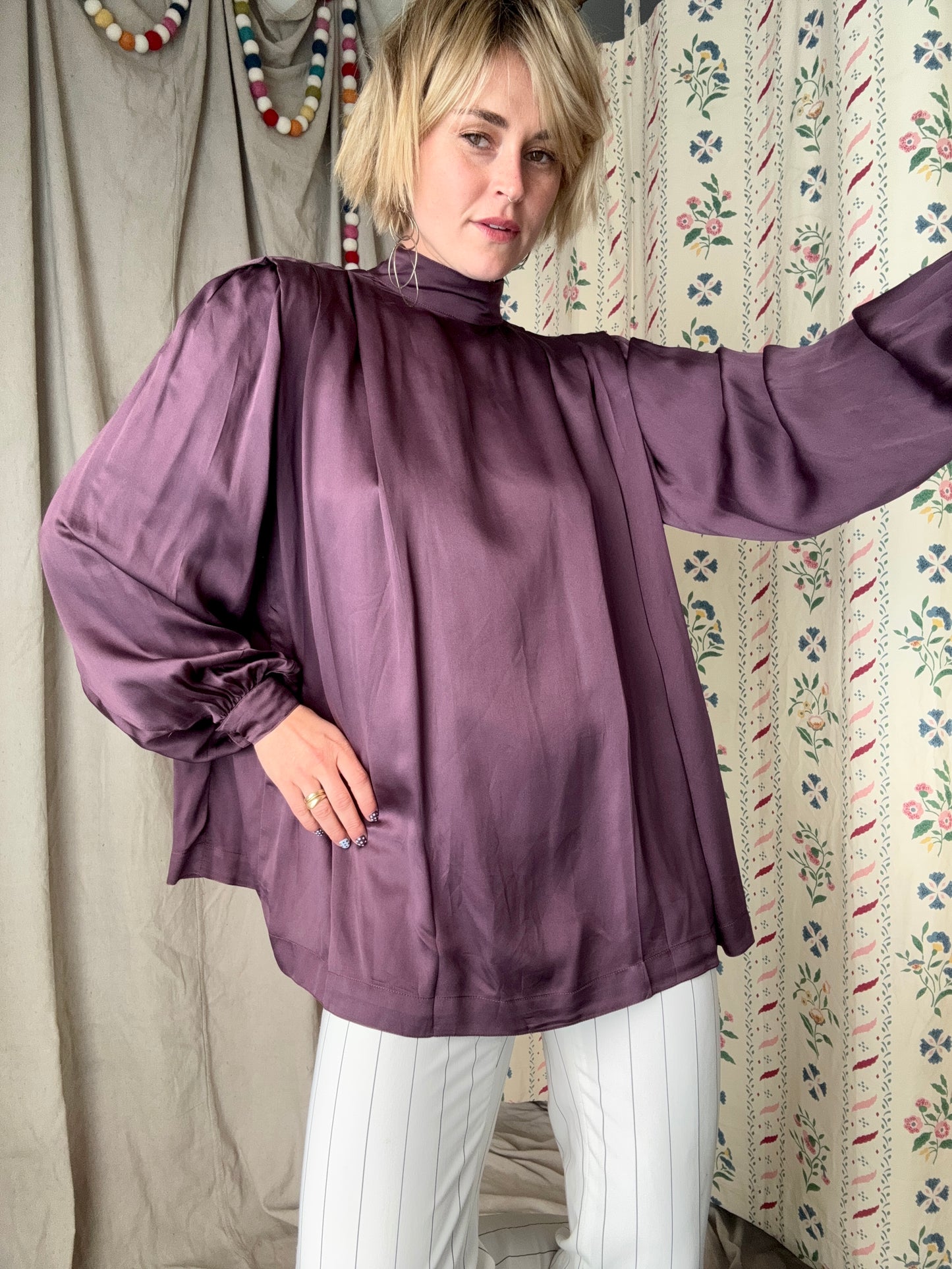 The Georgia 1980s Silk Blouse