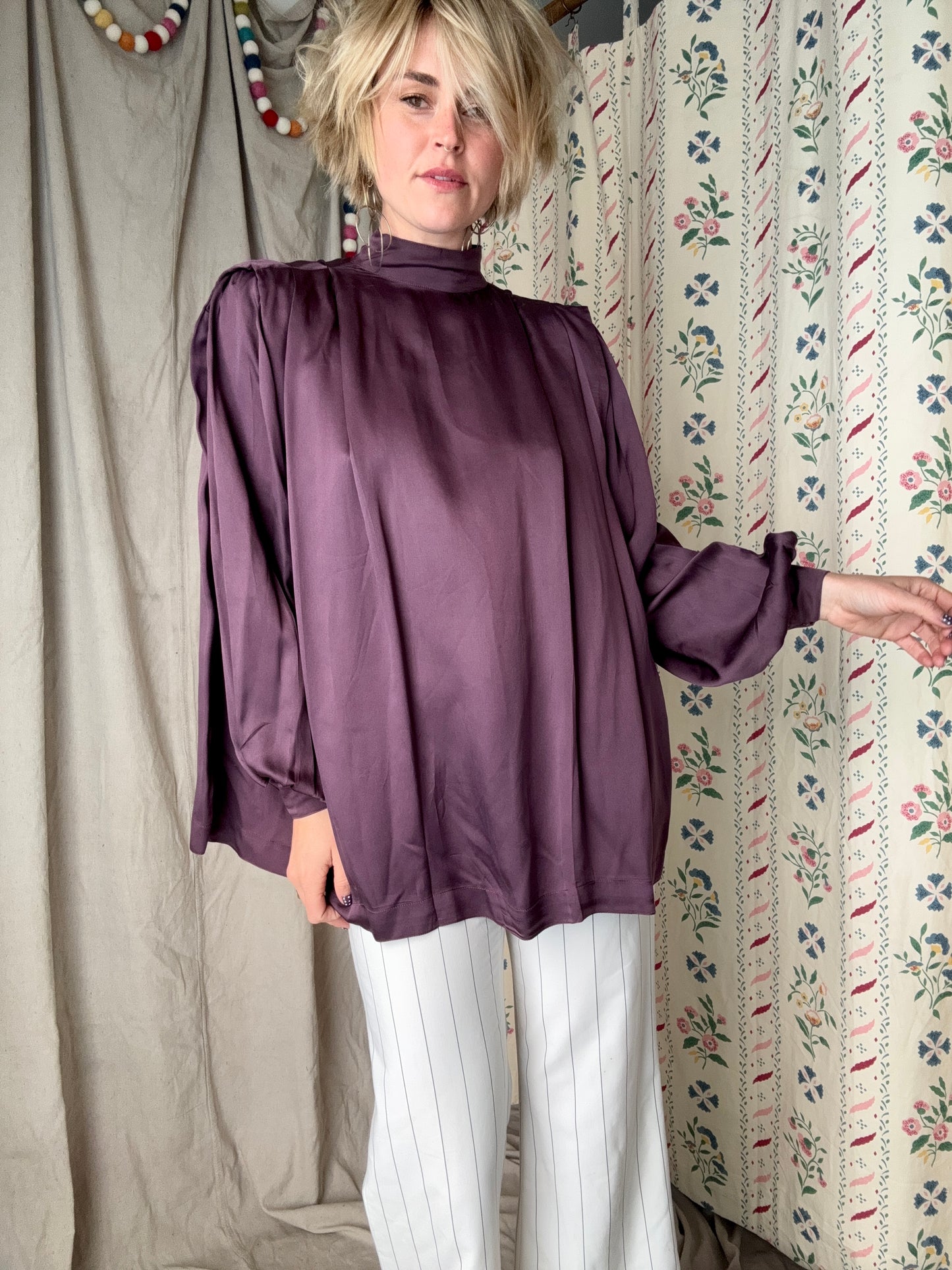 The Georgia 1980s Silk Blouse