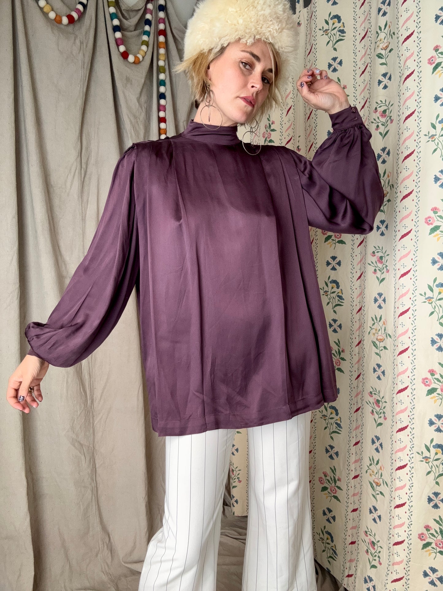 The Georgia 1980s Silk Blouse