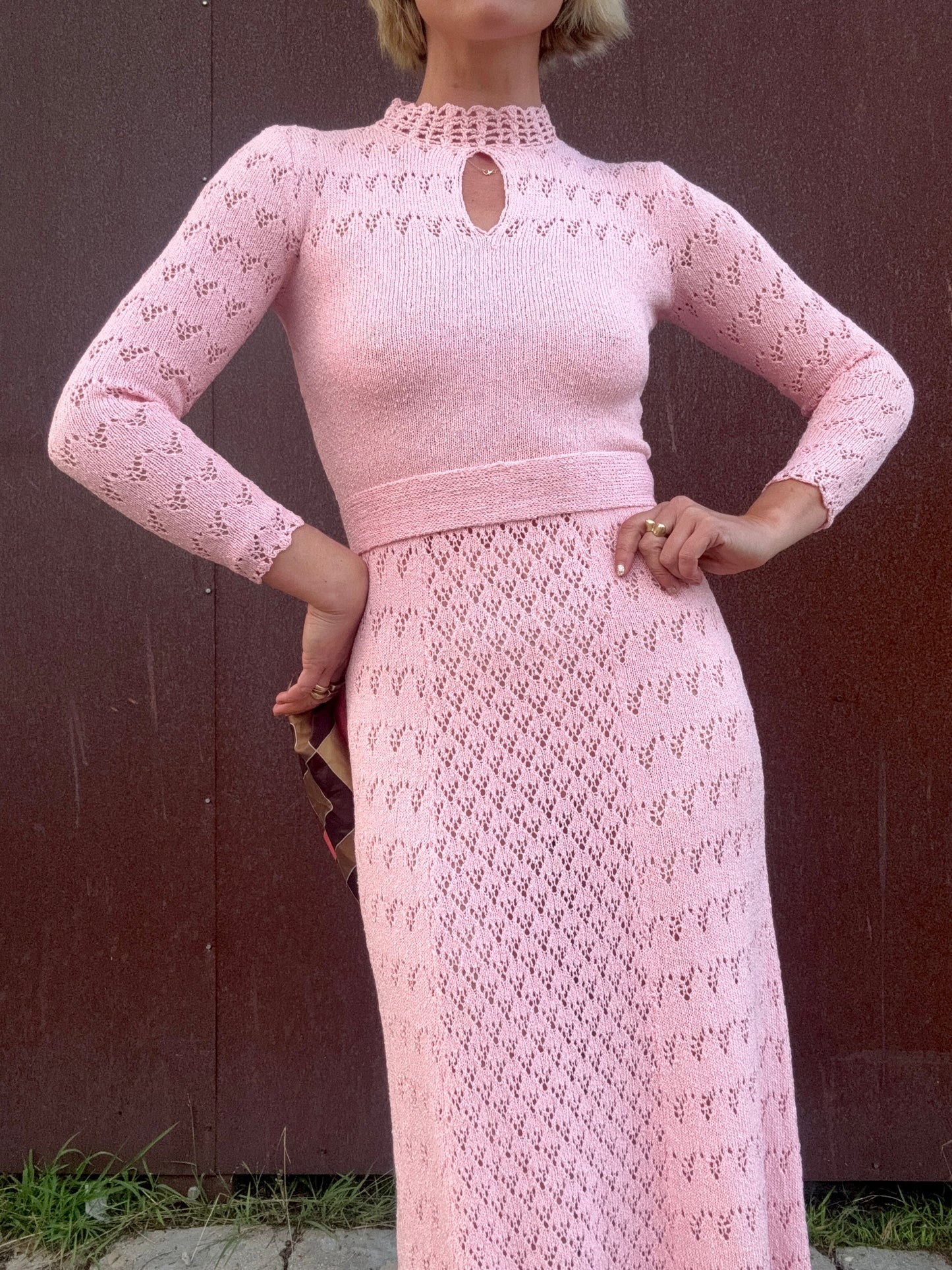 The Edie 1960s Crochet Maxi Dress