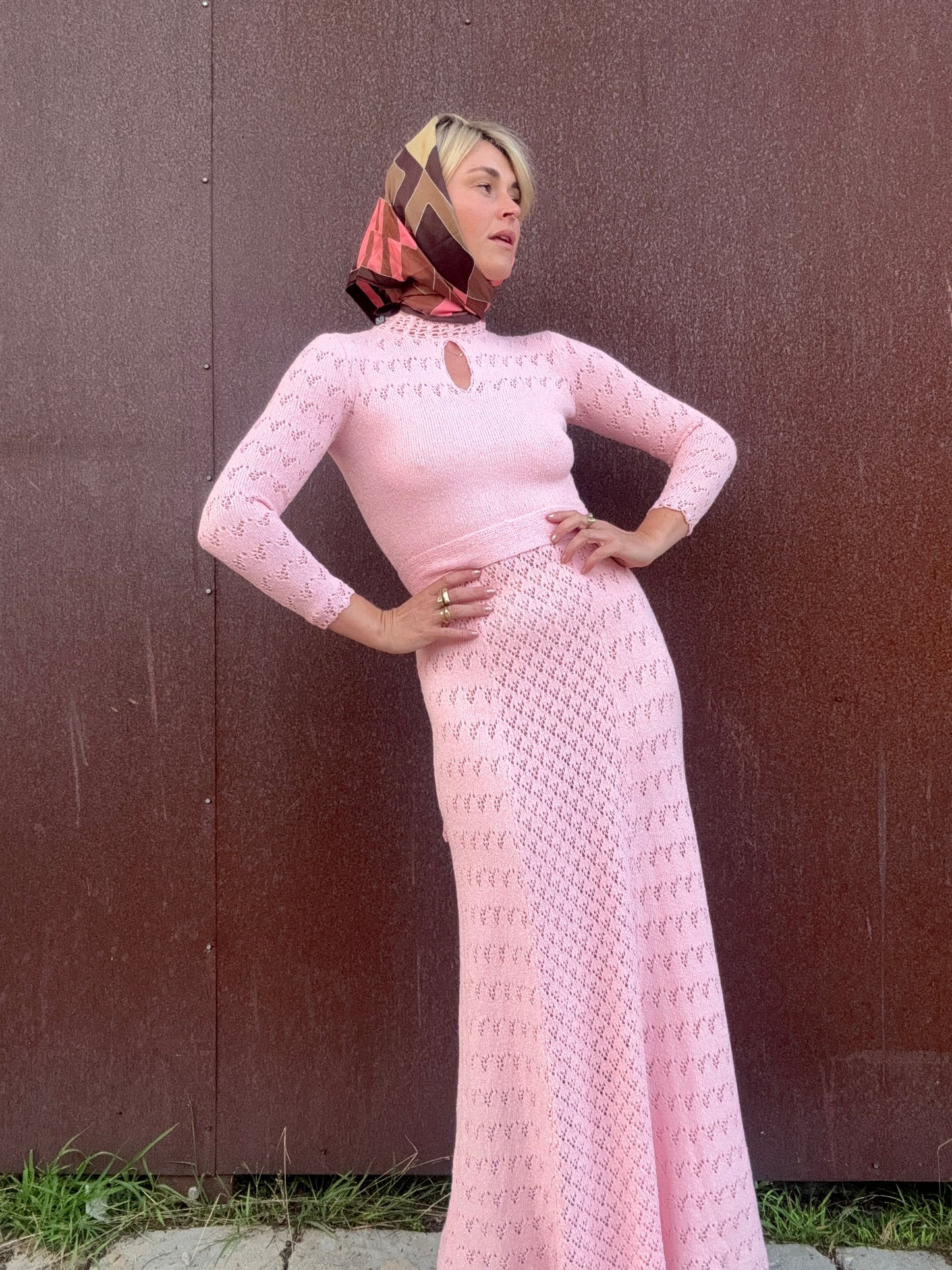 The Edie 1960s Crochet Maxi Dress