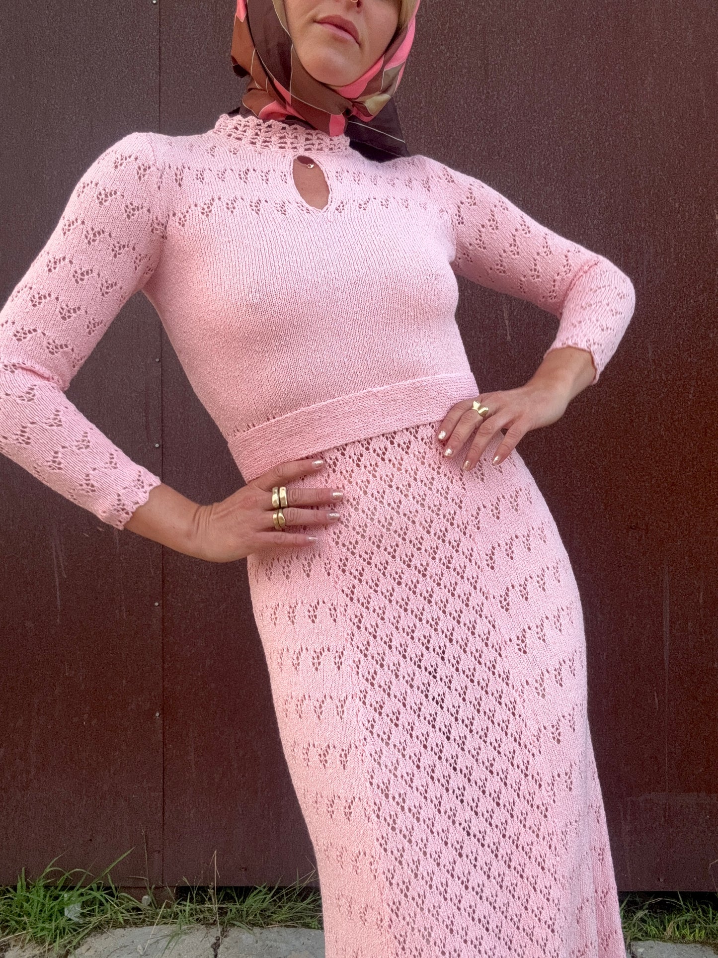 The Edie 1960s Crochet Maxi Dress