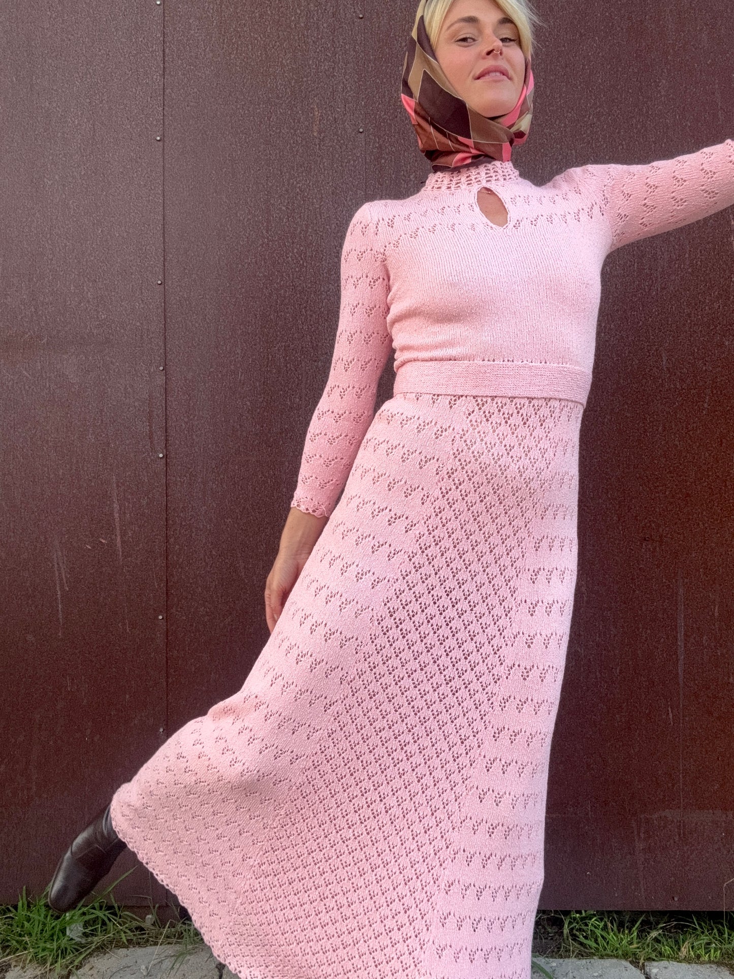 The Edie 1960s Crochet Maxi Dress