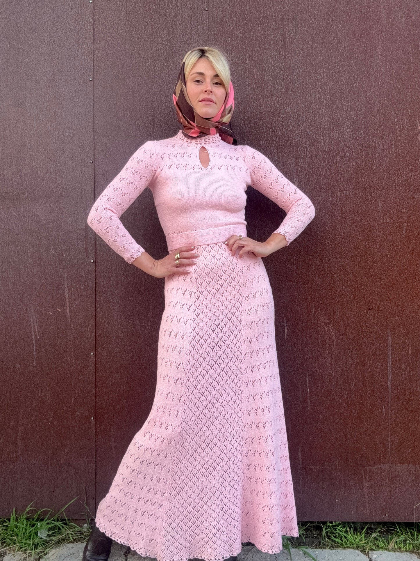 The Edie 1960s Crochet Maxi Dress