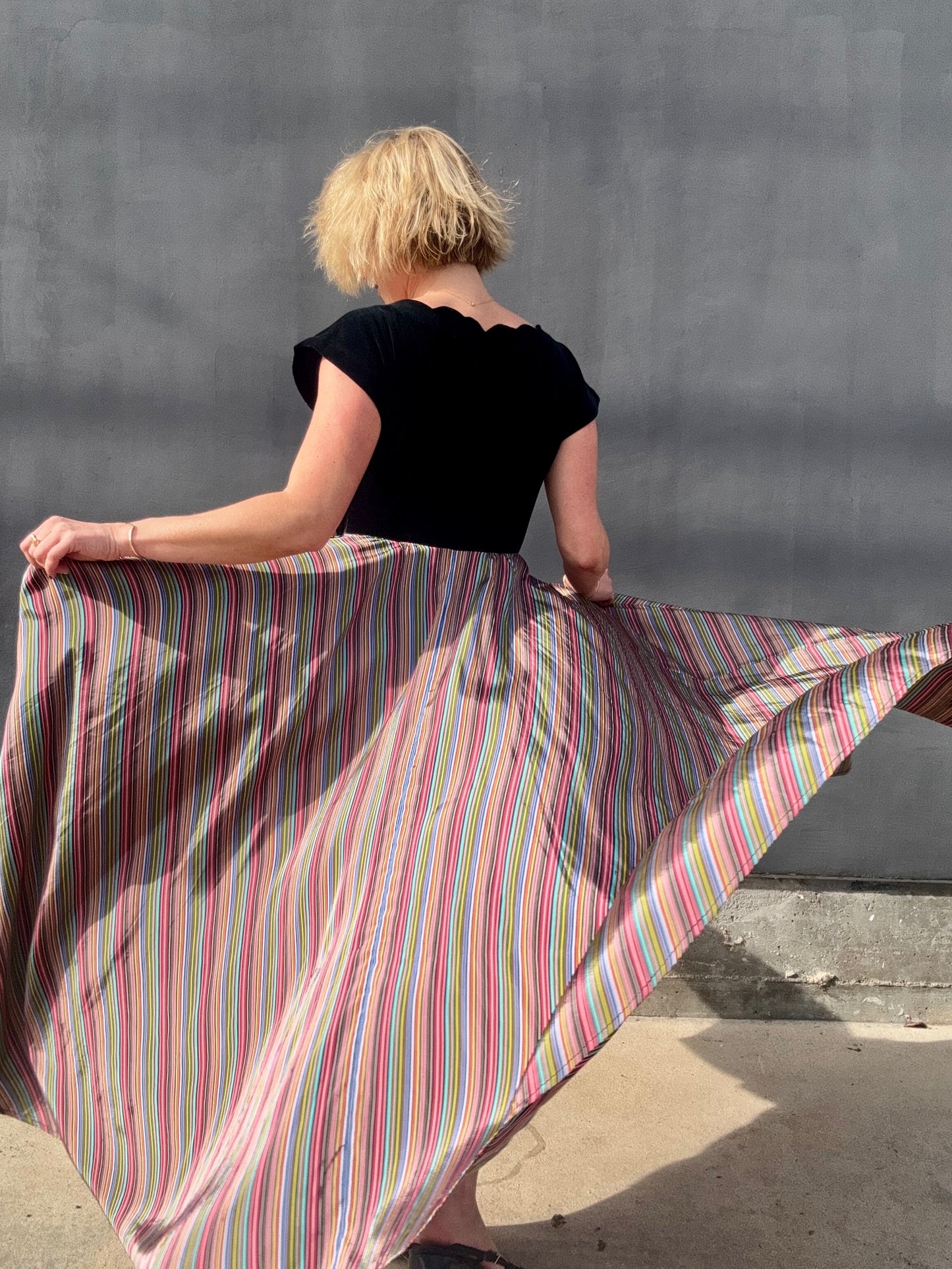 1940s Taffeta Maxi with Scalloped Velvet Bodice