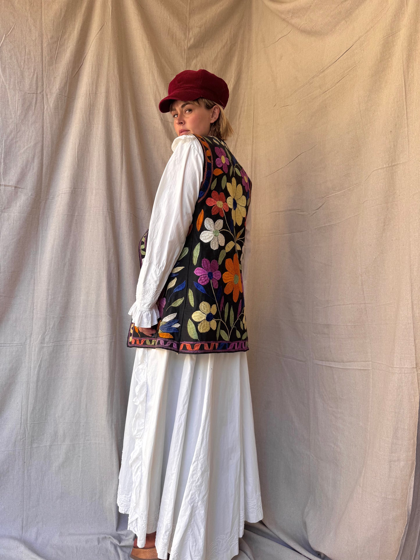 The Edith 1970s Hand Embroidered Vest