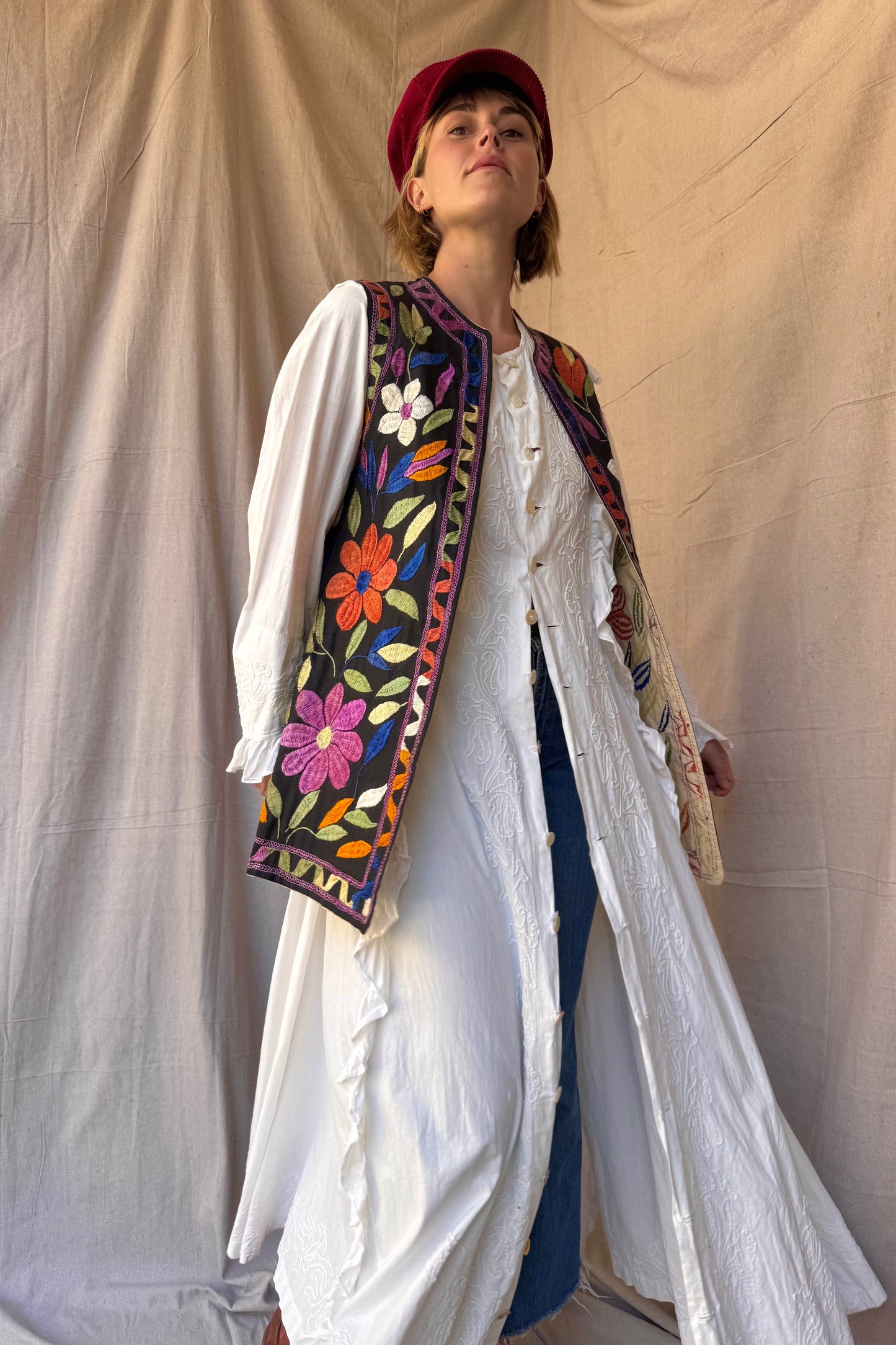 The Edith 1970s Hand Embroidered Vest