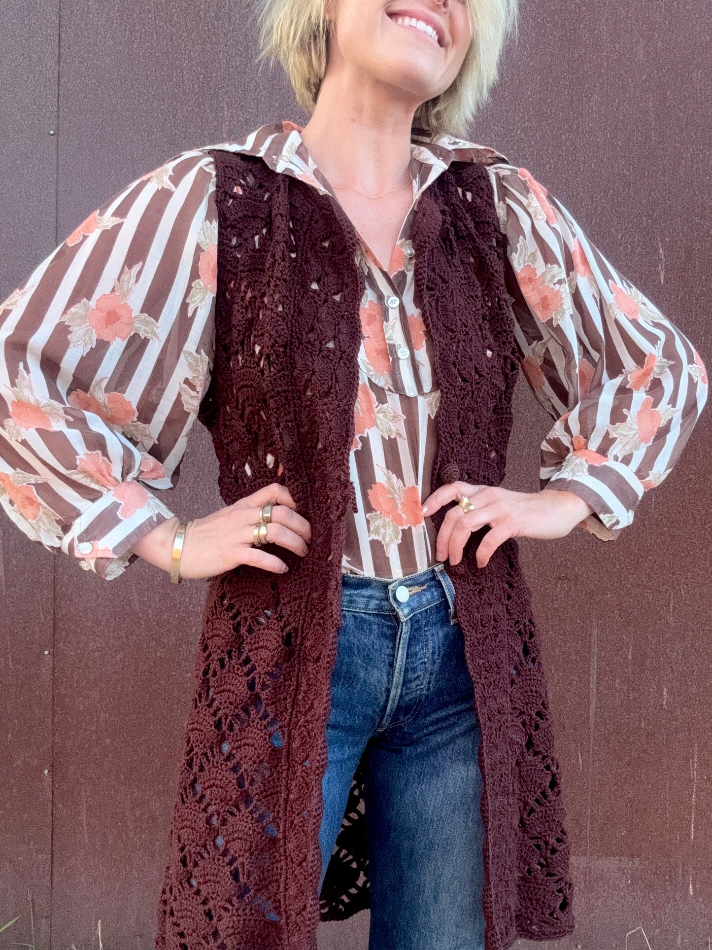 The Esme 1970s Handmade Crochet Vest