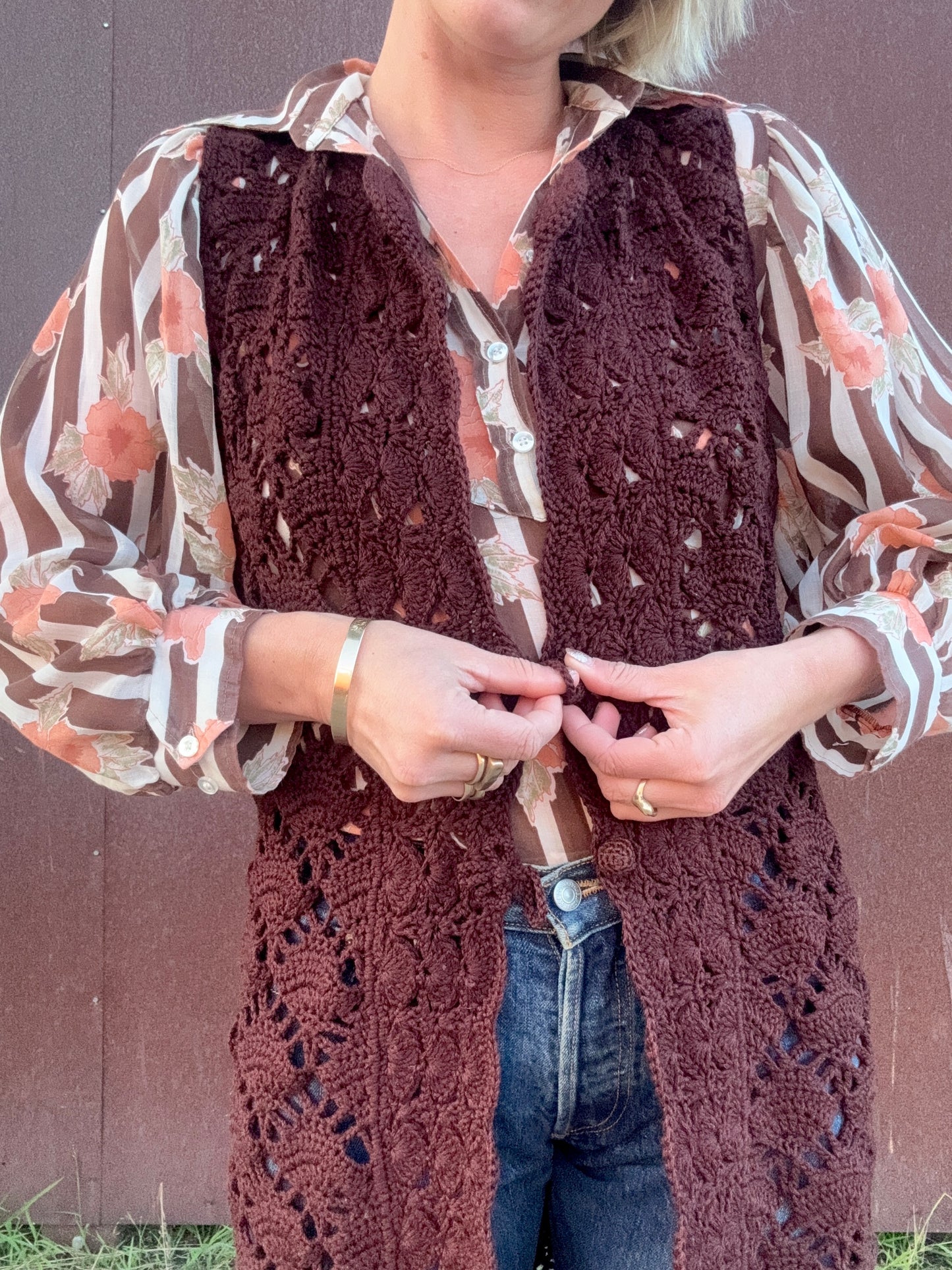 The Esme 1970s Handmade Crochet Vest