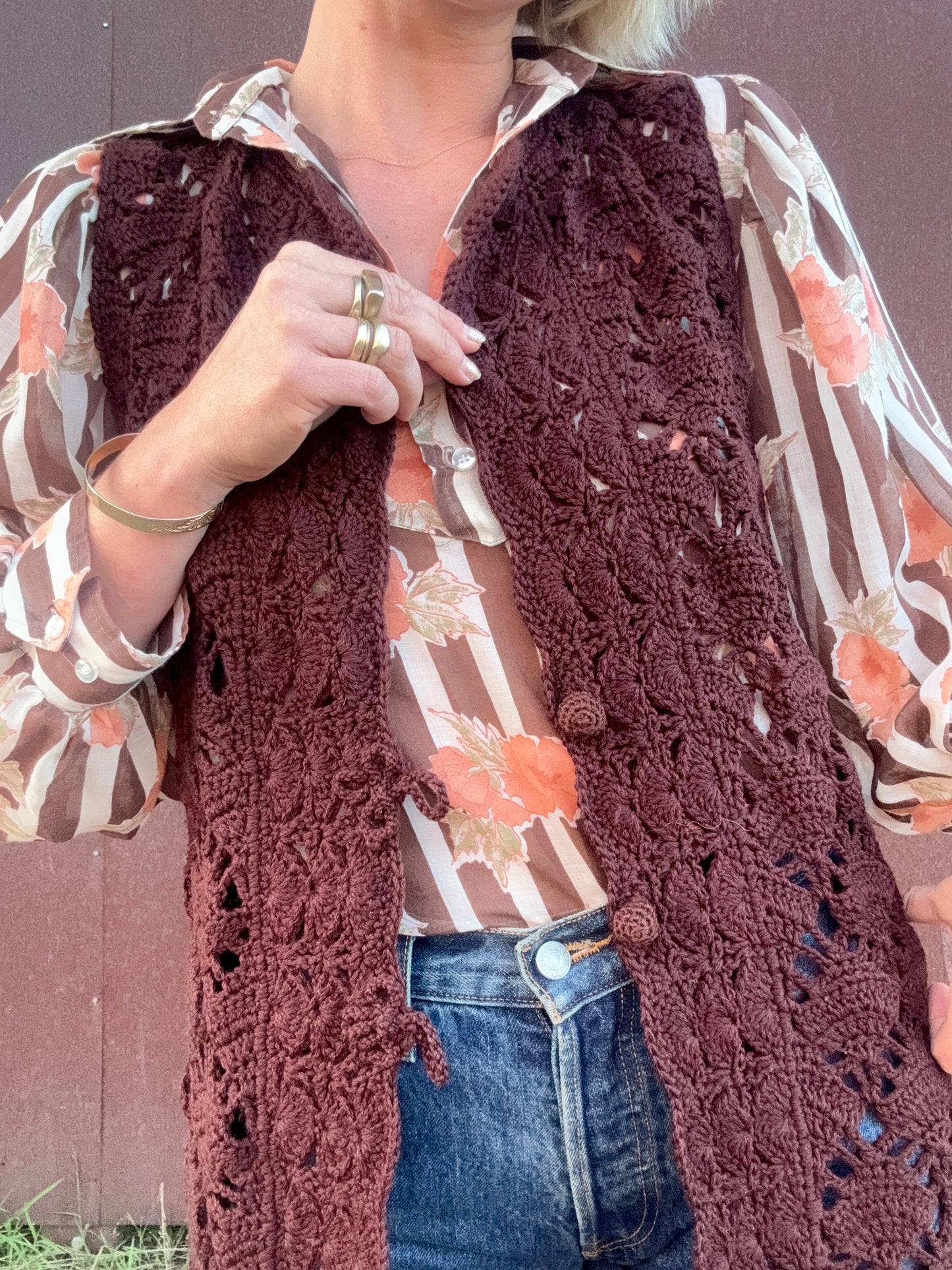 The Esme 1970s Handmade Crochet Vest