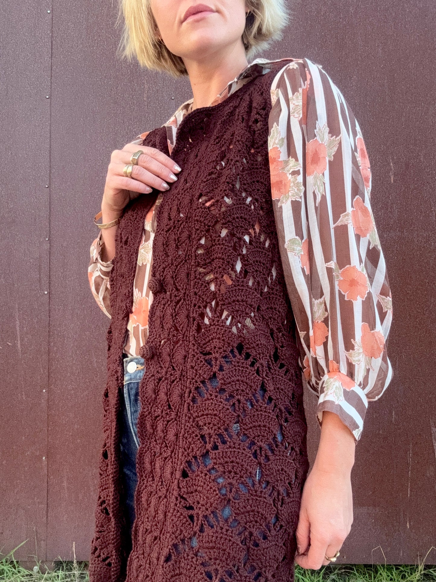 The Esme 1970s Handmade Crochet Vest