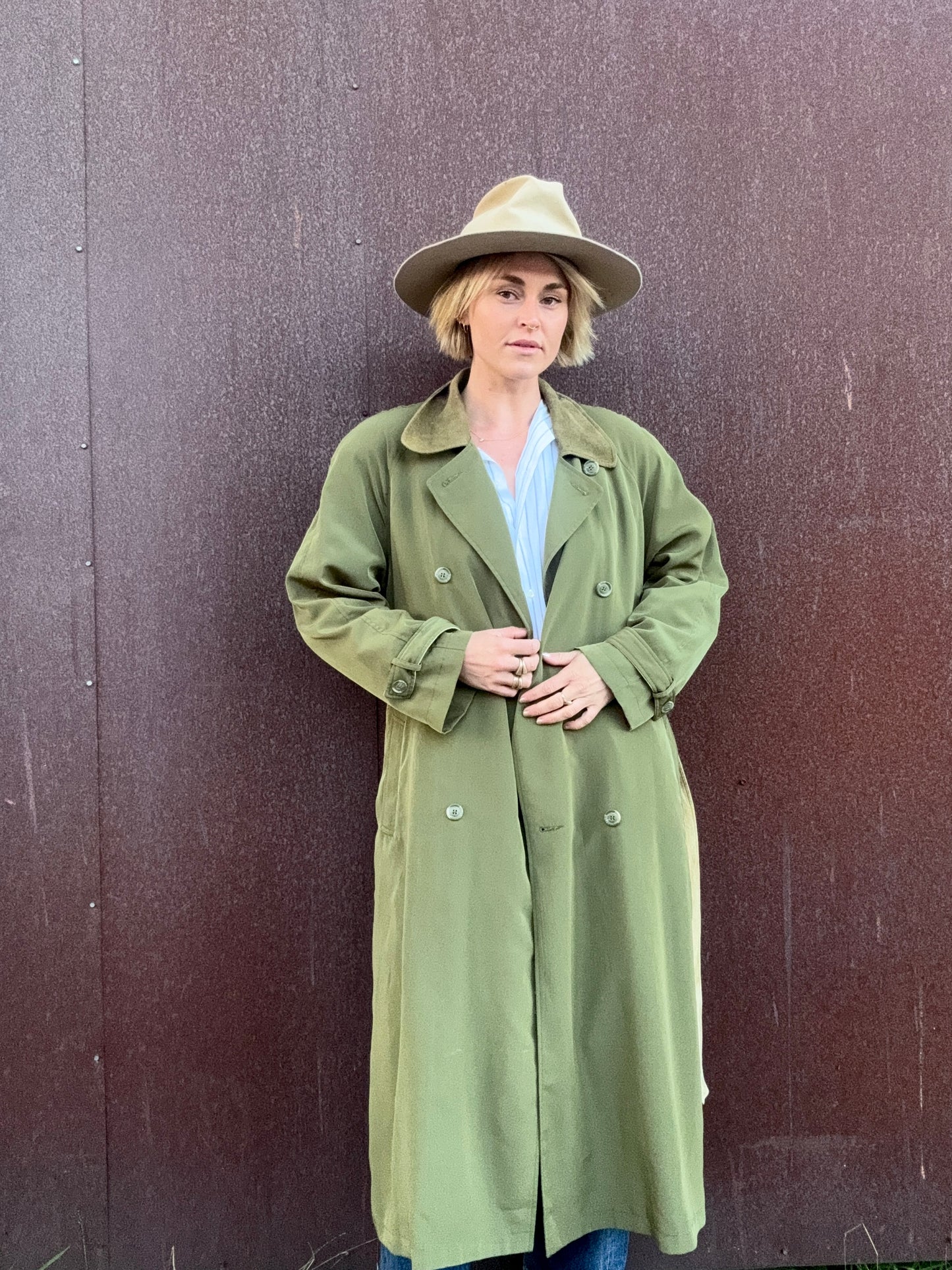 The Portia Leather-Trimmed Trench