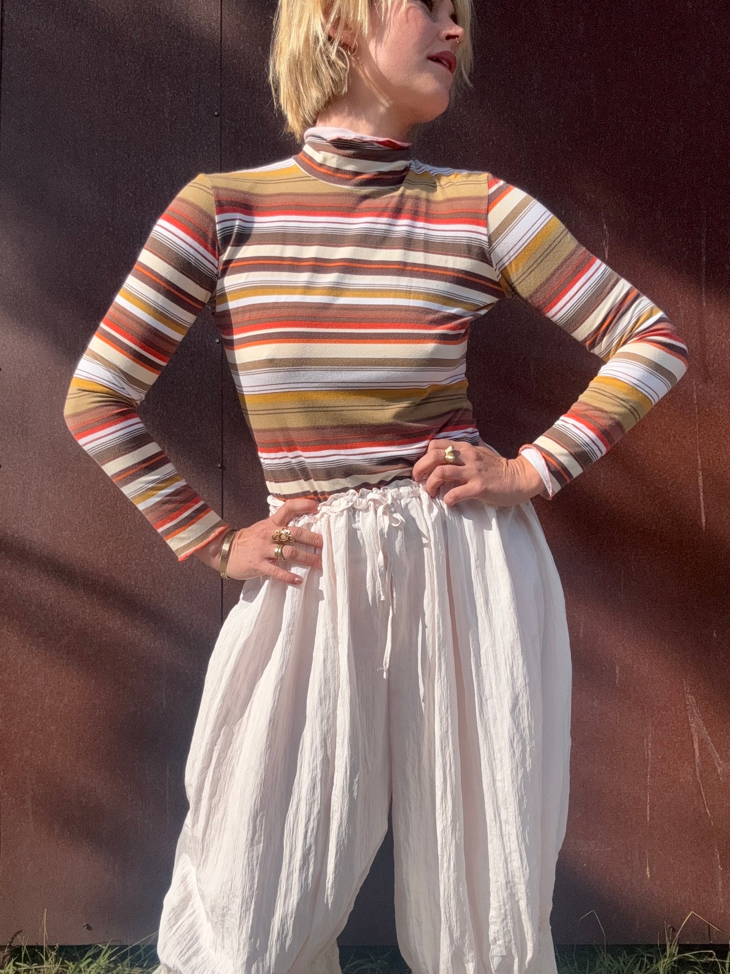 The Lorenza 1990s Striped Turtleneck