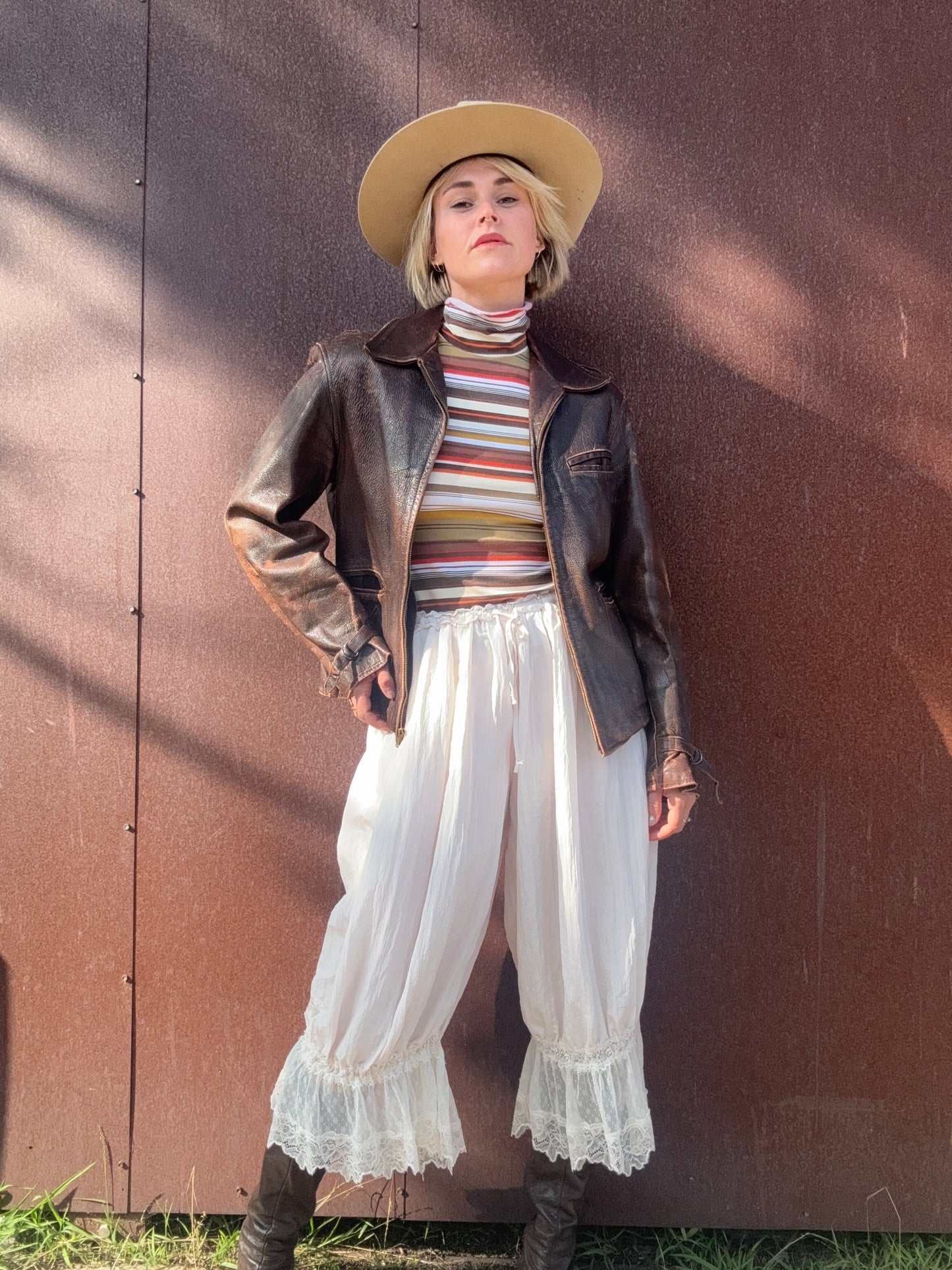 The Lara 1940s Leather Moto Jacket