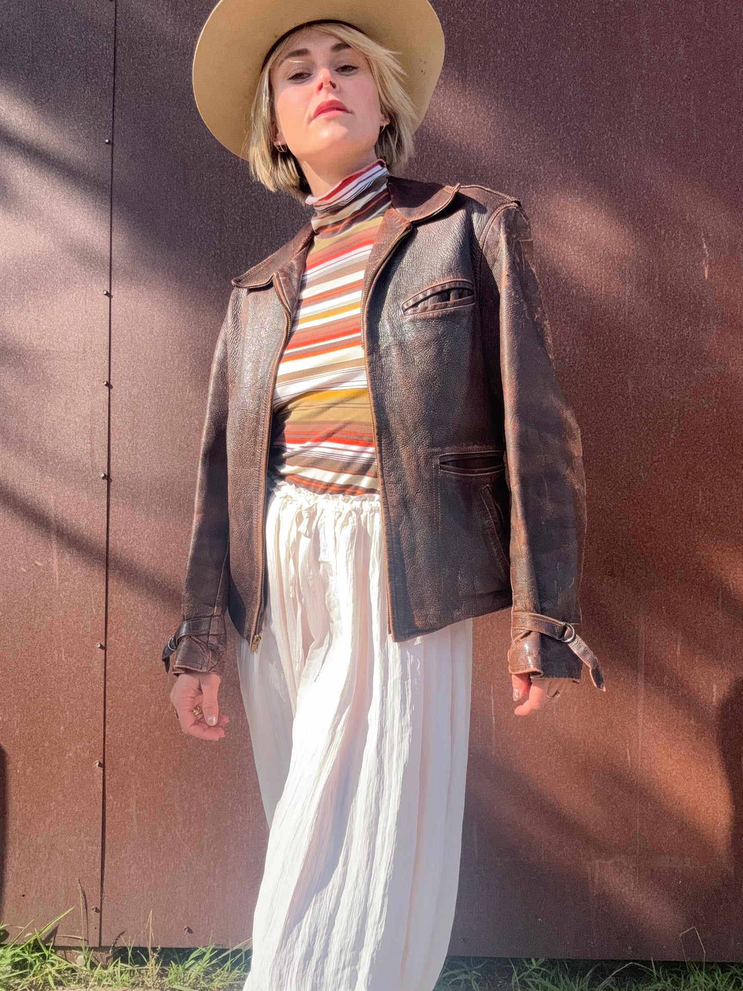 The Lara 1940s Leather Moto Jacket