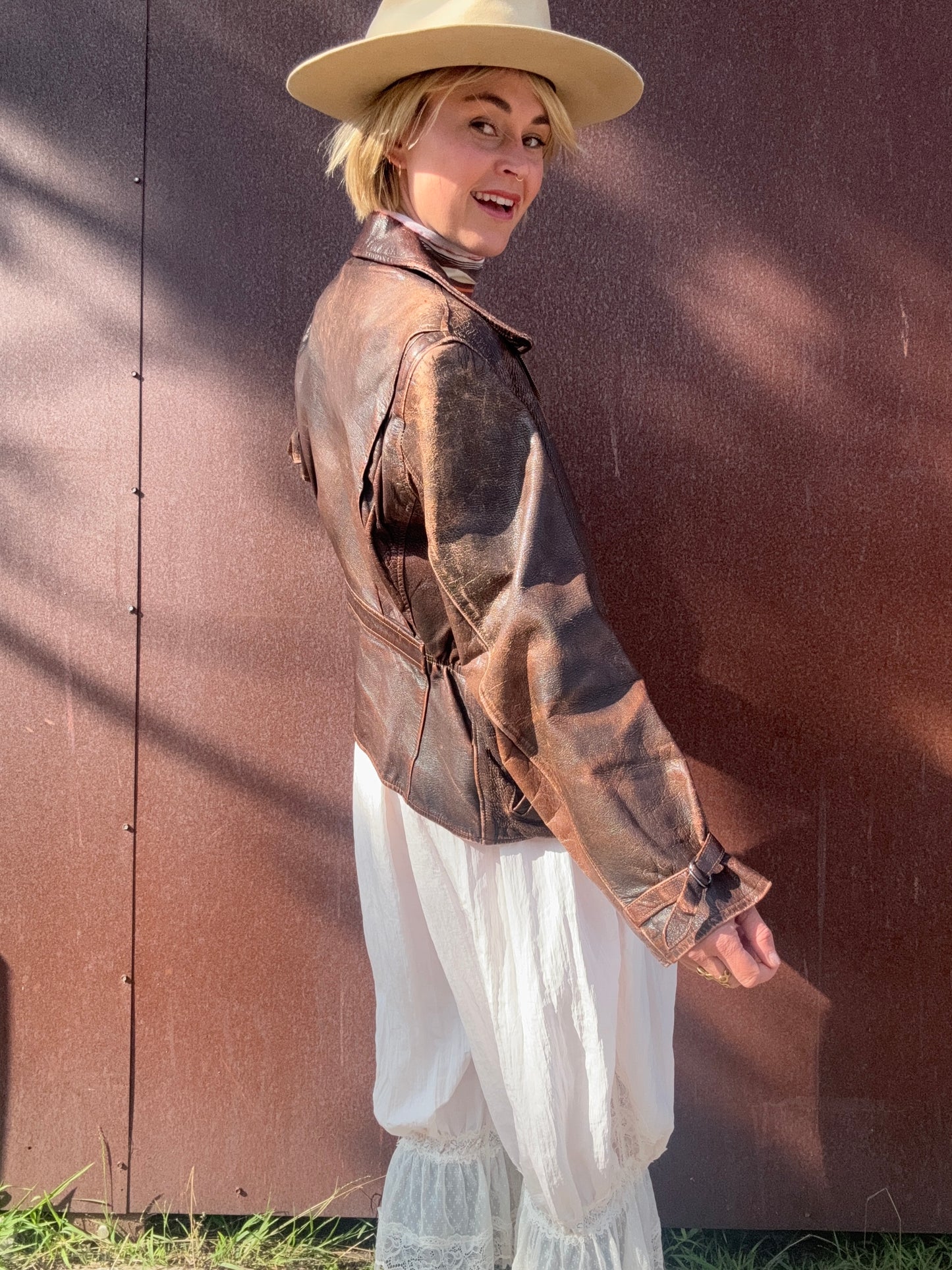 The Lara 1940s Leather Moto Jacket