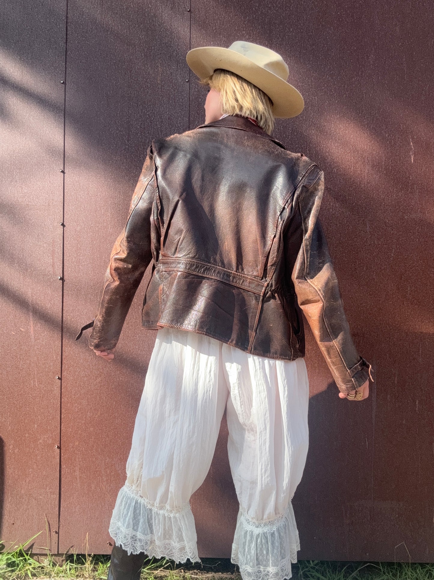 The Lara 1940s Leather Moto Jacket