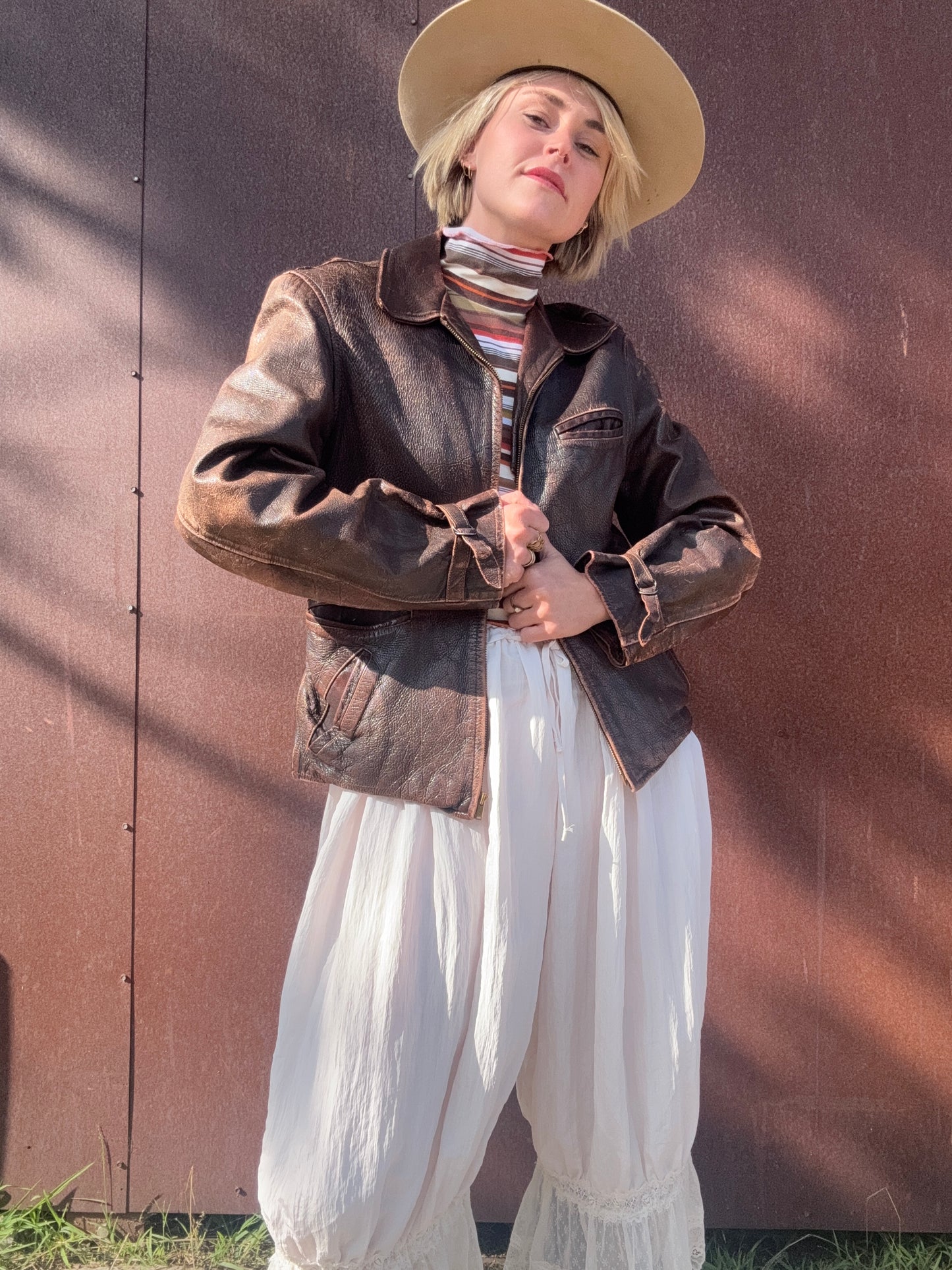 The Lara 1940s Leather Moto Jacket