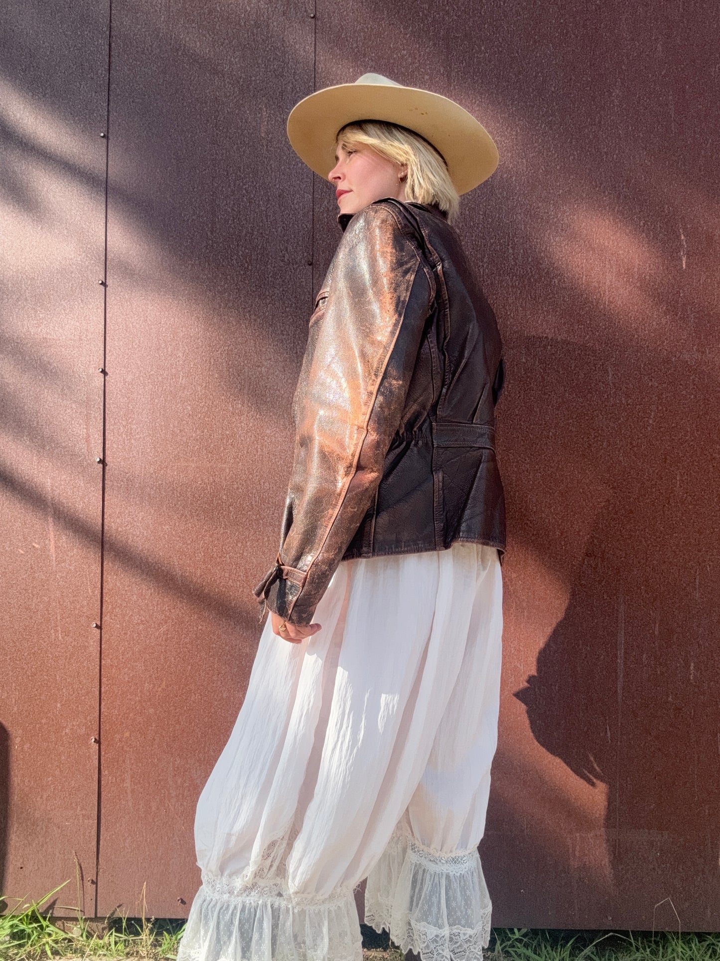 The Lara 1940s Leather Moto Jacket