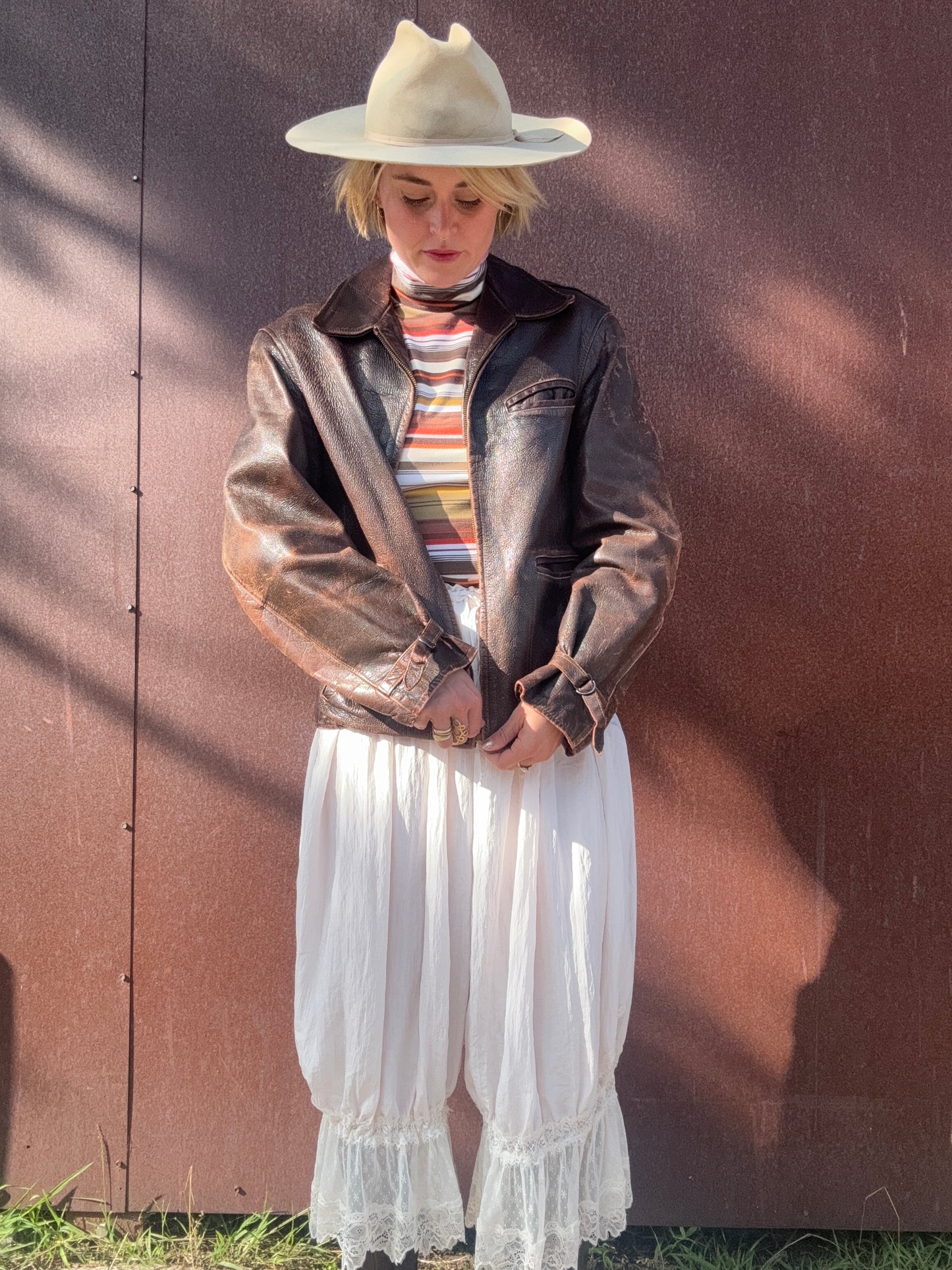 The Lara 1940s Leather Moto Jacket