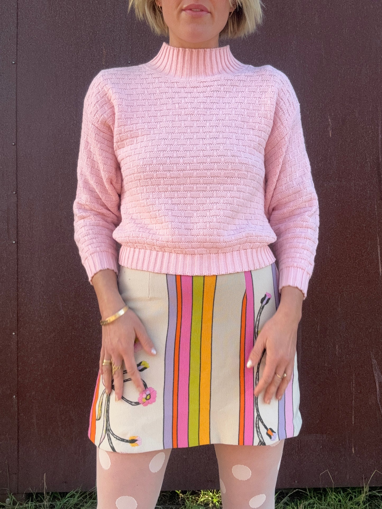 The Livia 1970s Hand Embroidered Wool Skirt