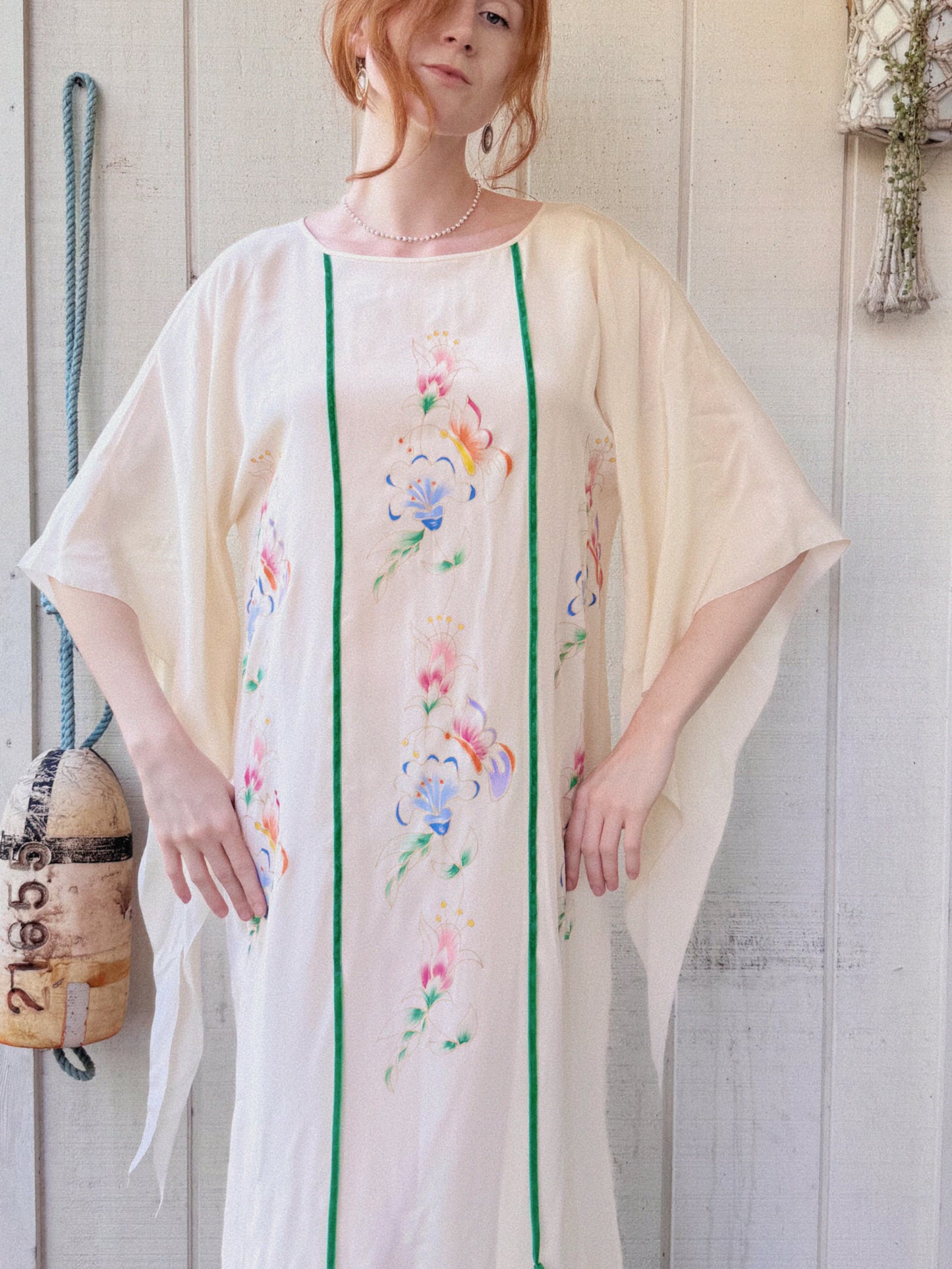 The Helene 1970s Handpainted Silk Kaftan
