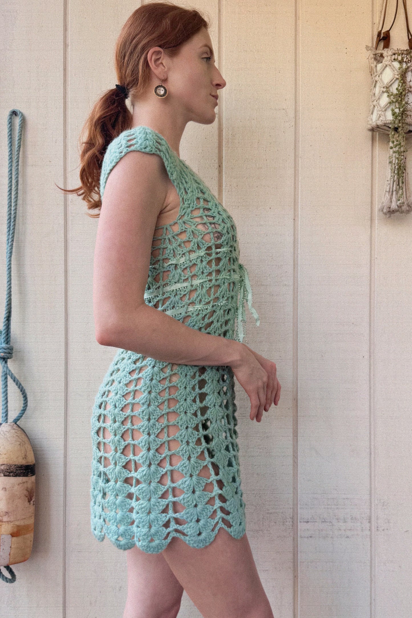 The Marina 1960s Crochet Mini Dress