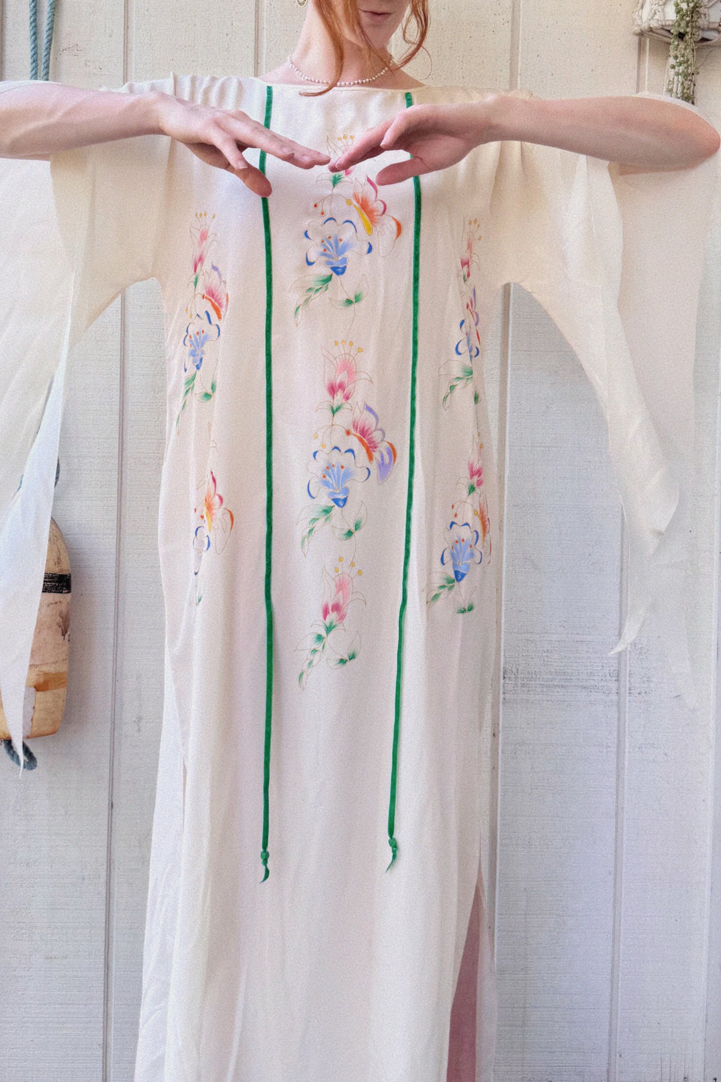 The Helene 1970s Handpainted Silk Kaftan