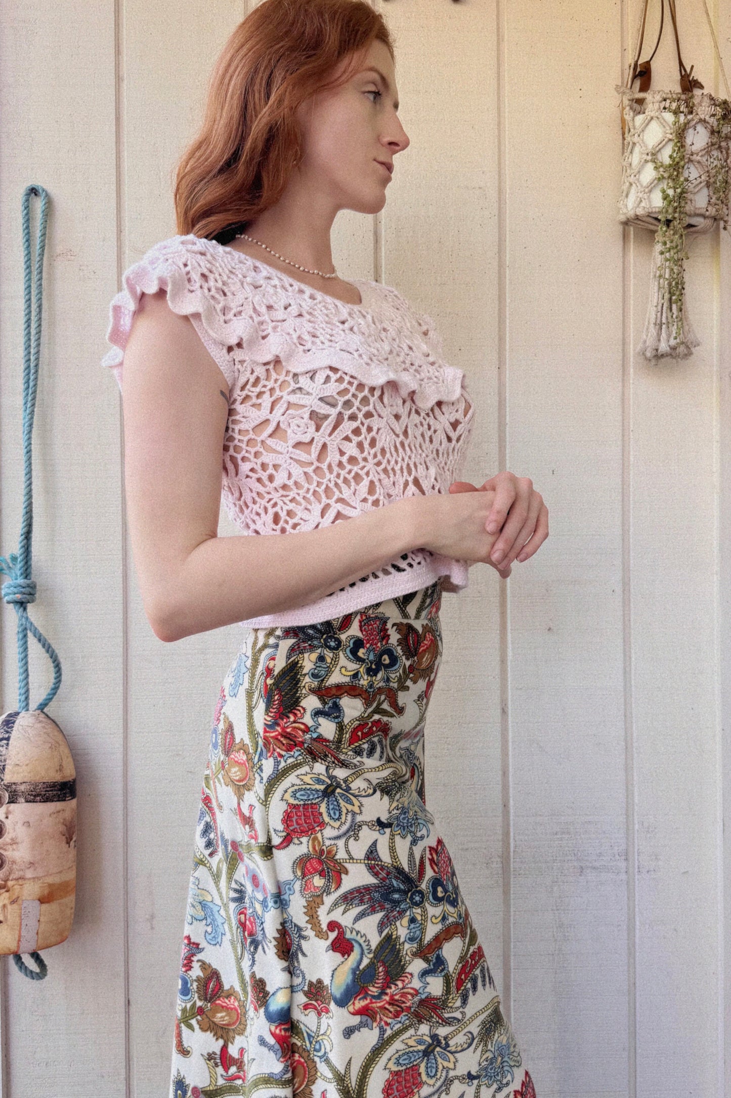 The Reese 1990s Ruffle Crochet Top