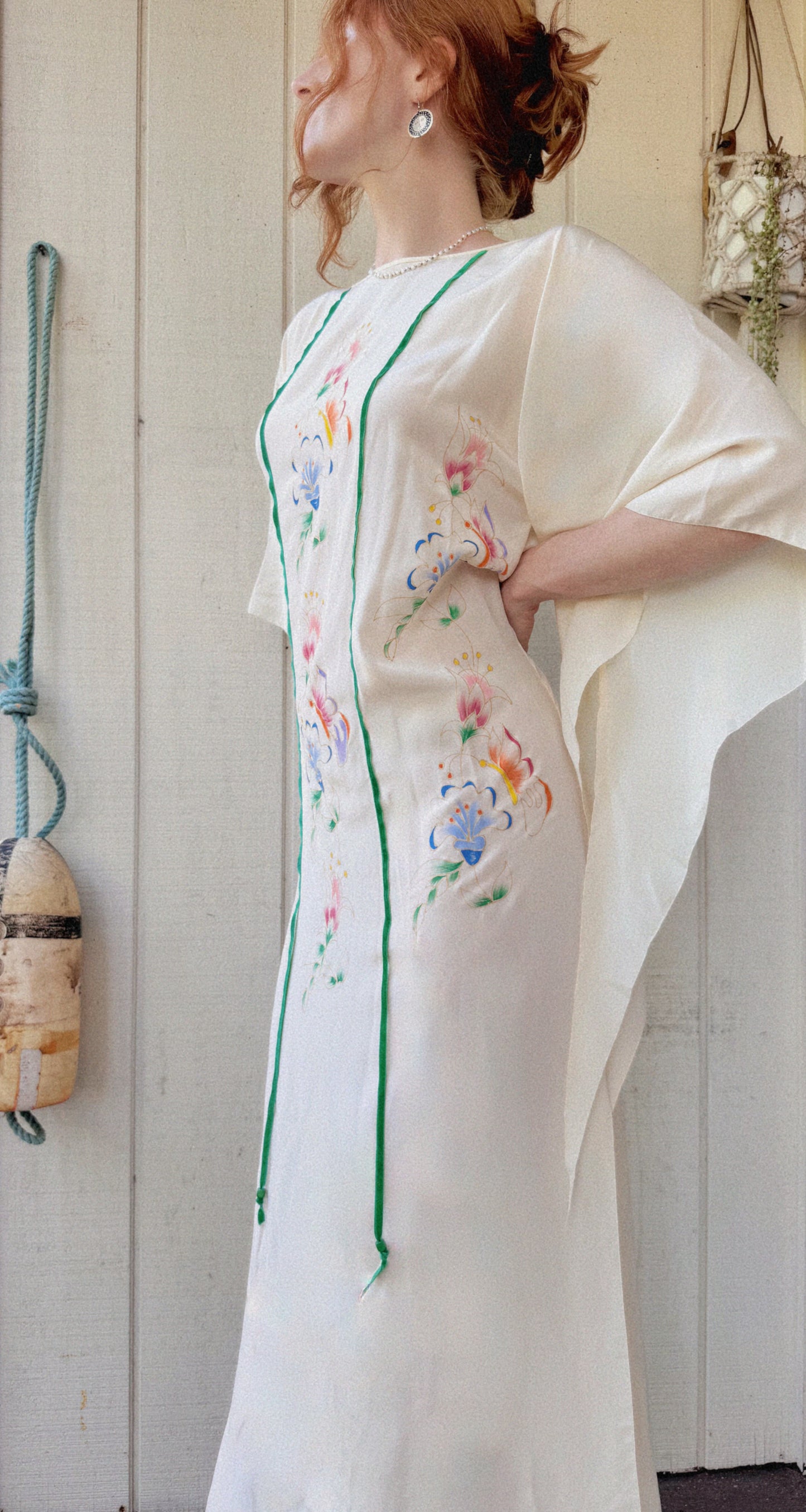 The Helene 1970s Handpainted Silk Kaftan