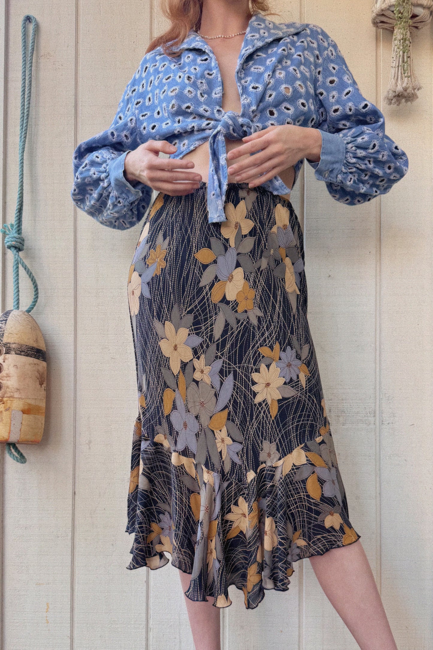 The Lucienne 1990s Silk Skirt