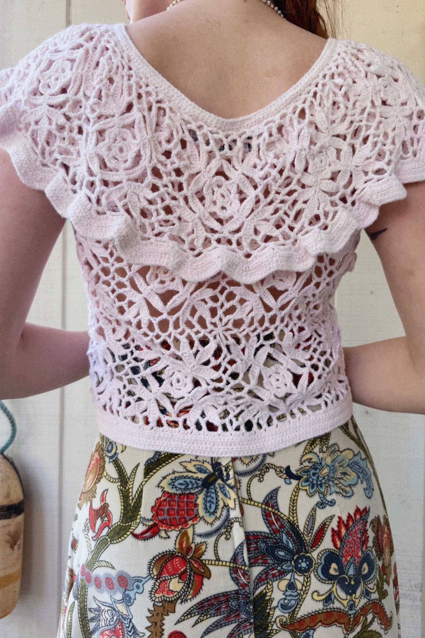 The Reese 1990s Ruffle Crochet Top