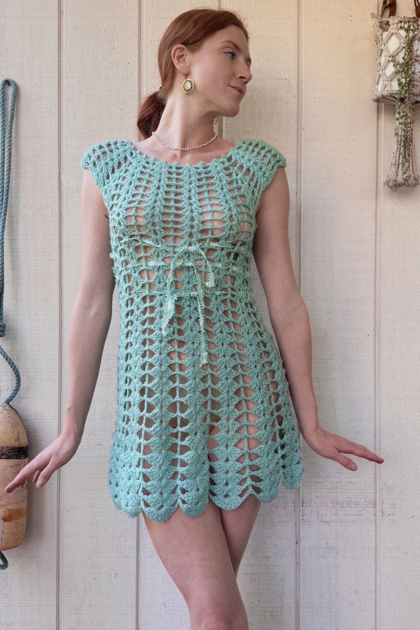 The Marina 1960s Crochet Mini Dress