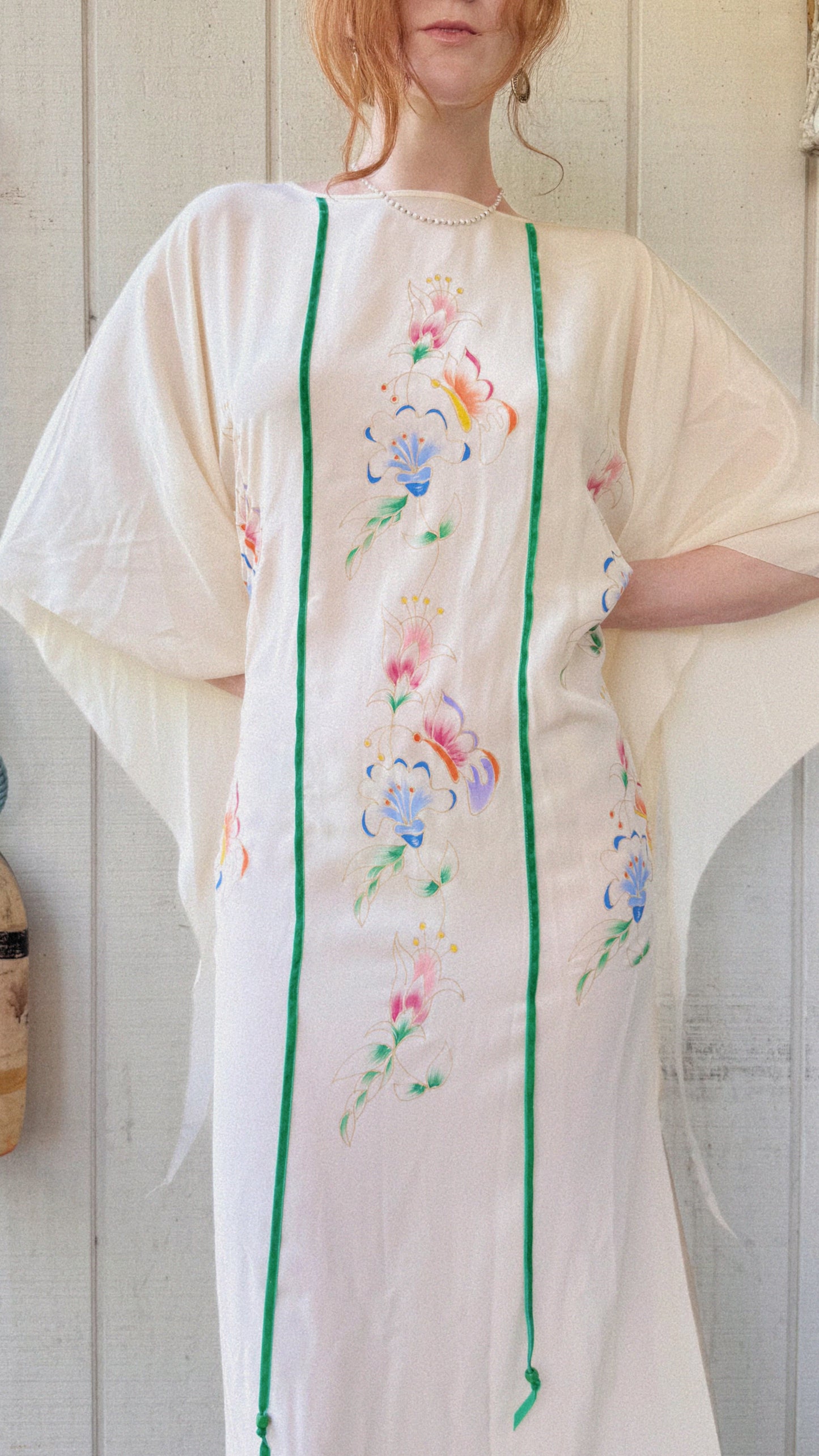 The Helene 1970s Handpainted Silk Kaftan