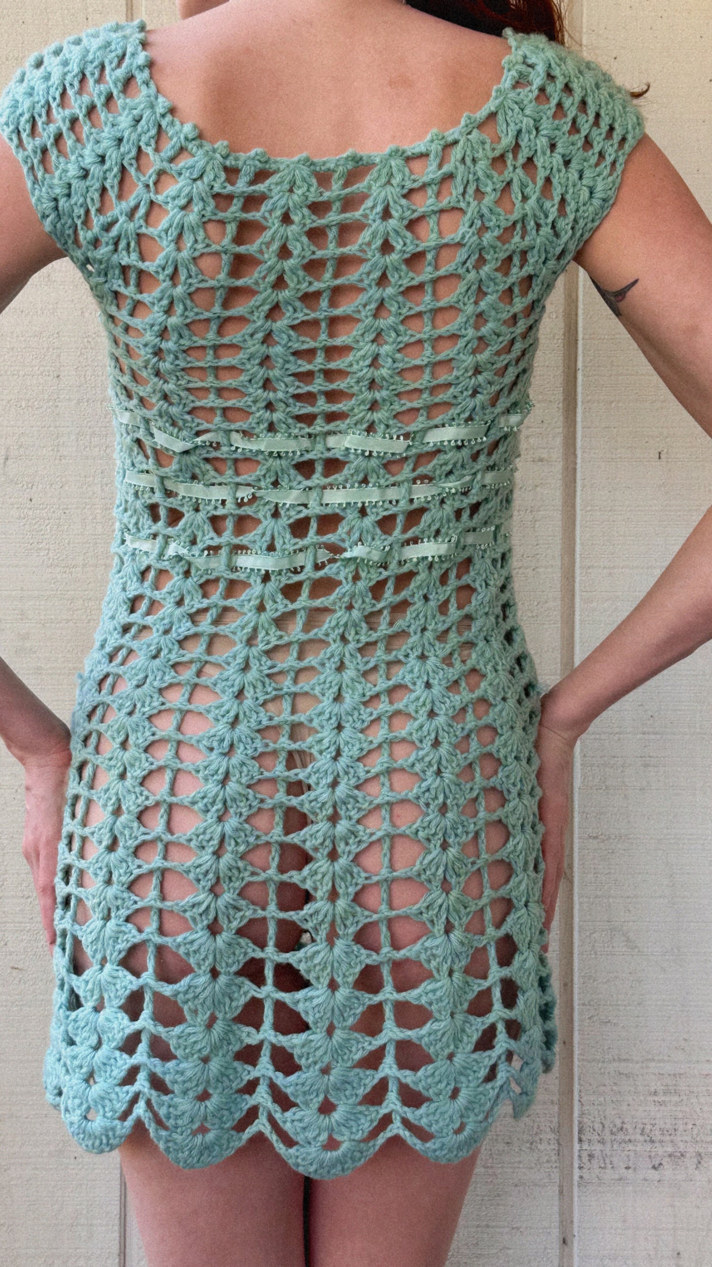 The Marina 1960s Crochet Mini Dress
