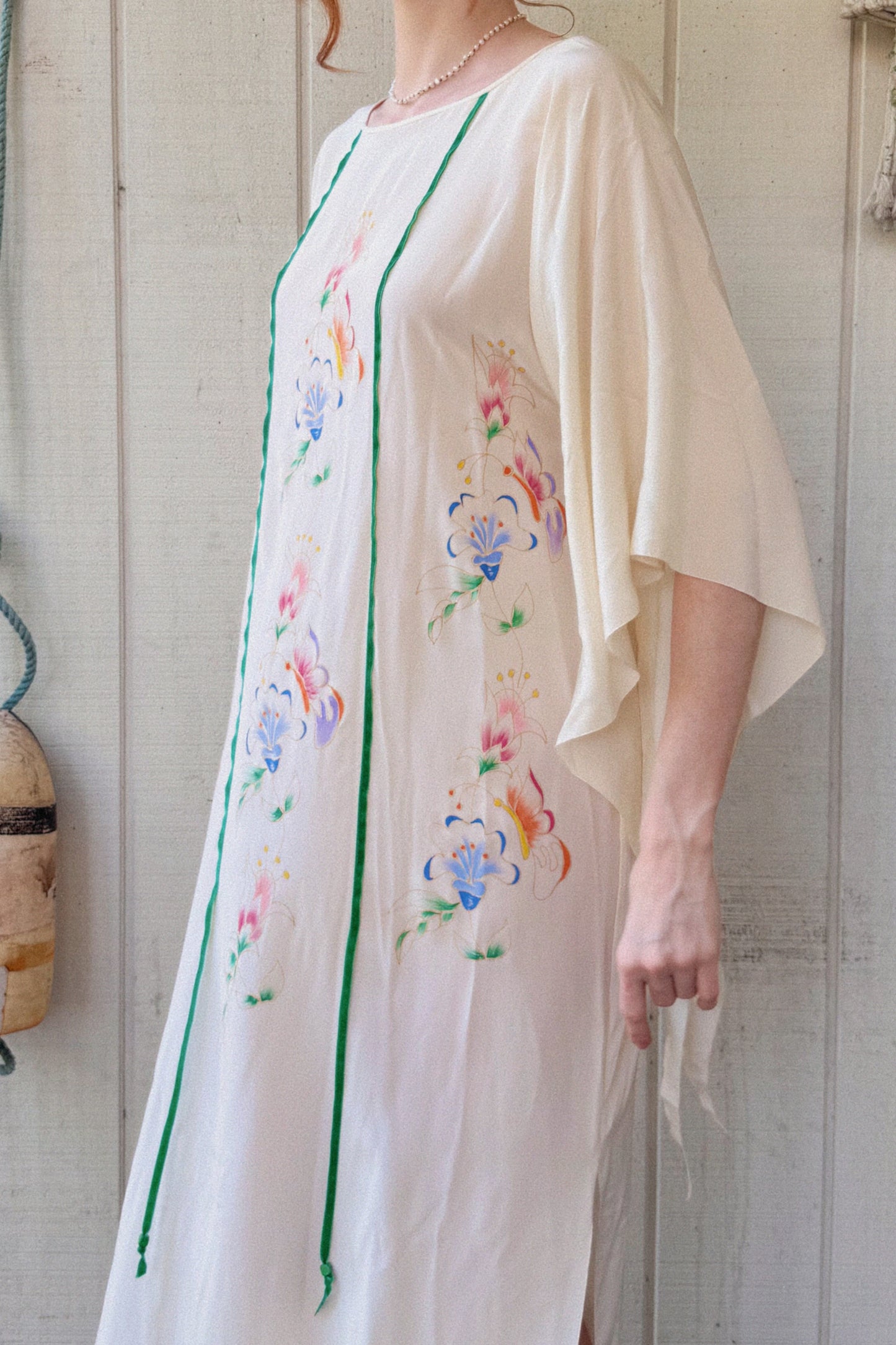 The Helene 1970s Handpainted Silk Kaftan