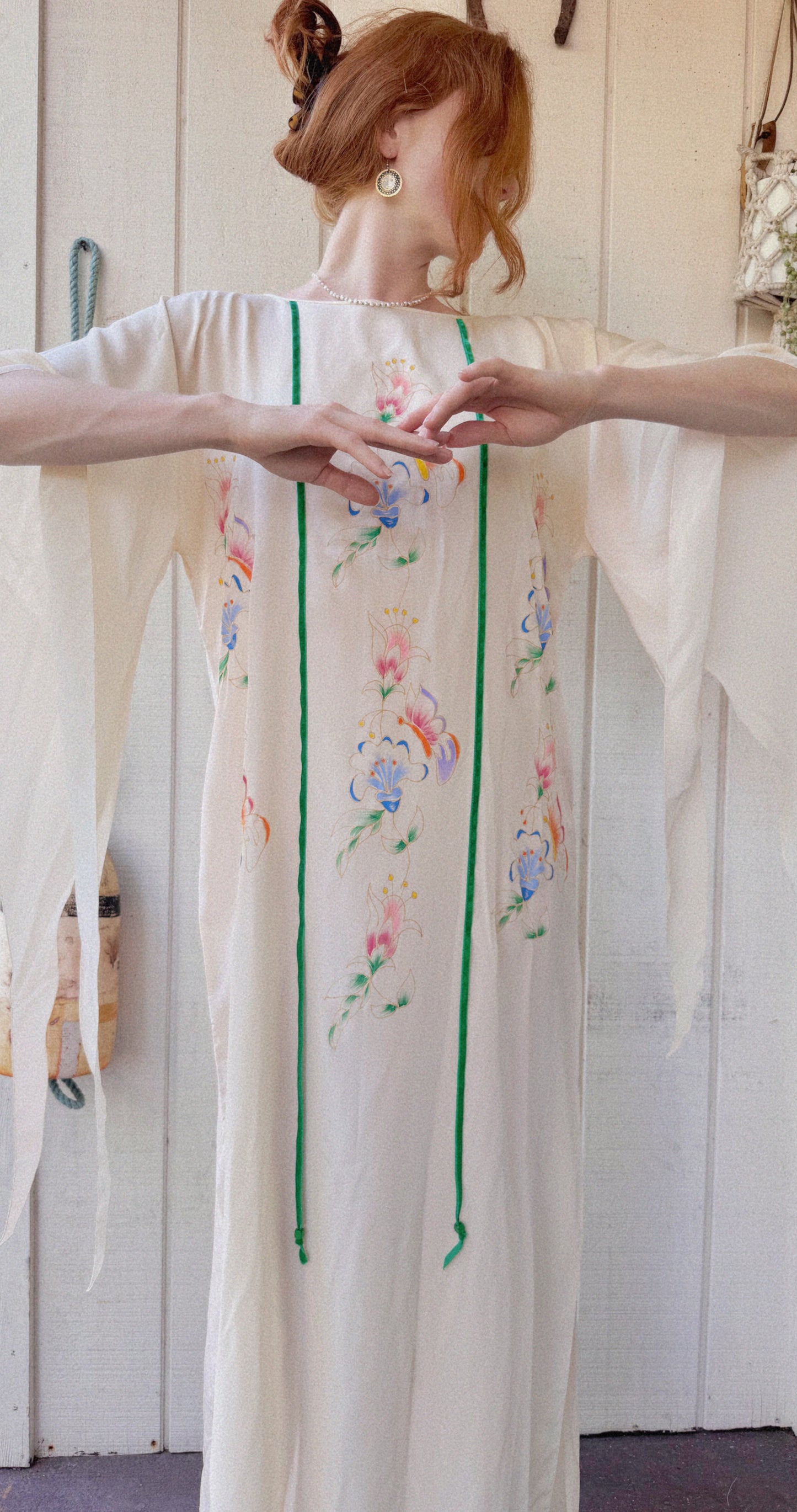 The Helene 1970s Handpainted Silk Kaftan