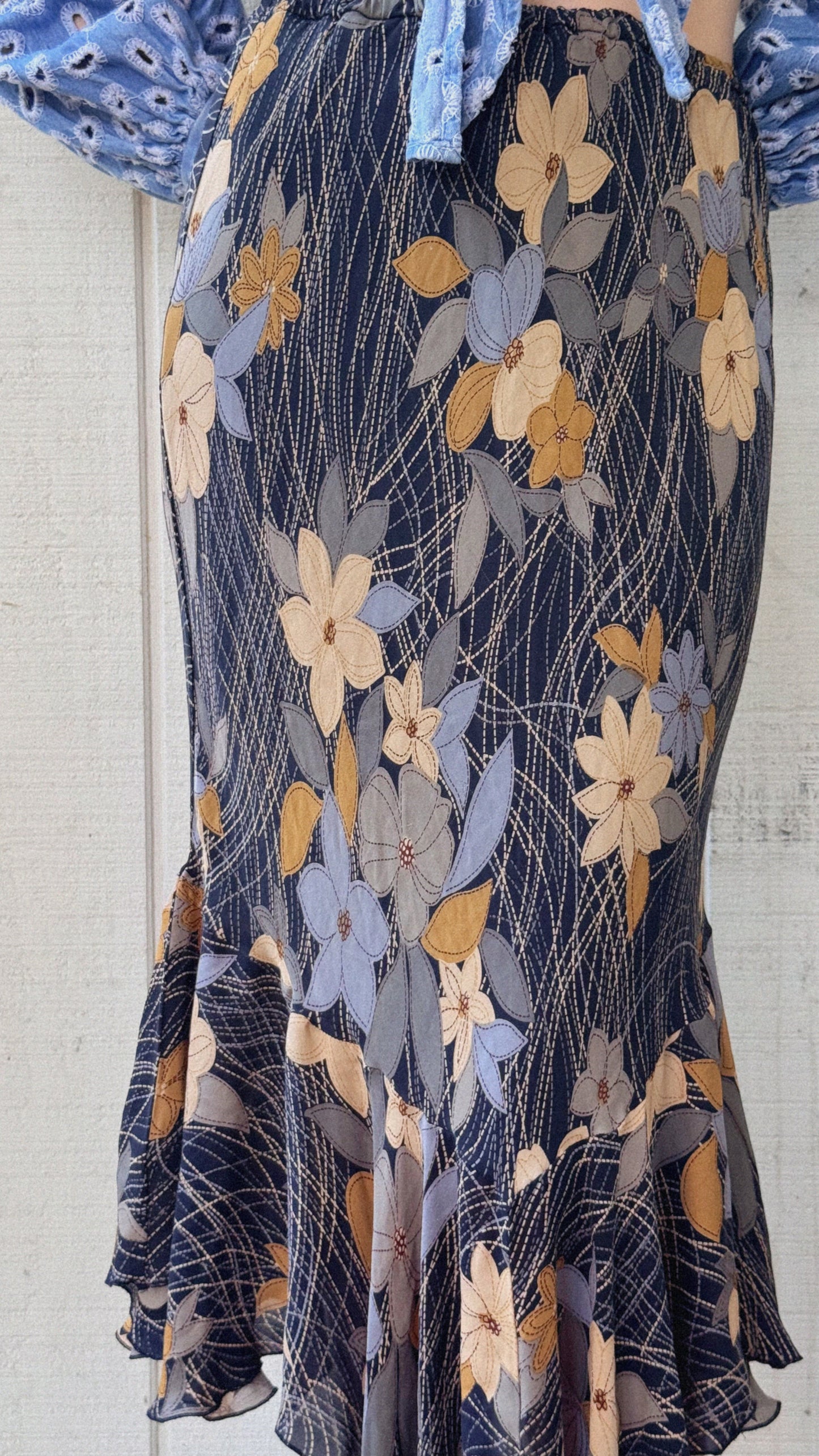 The Lucienne 1990s Silk Skirt