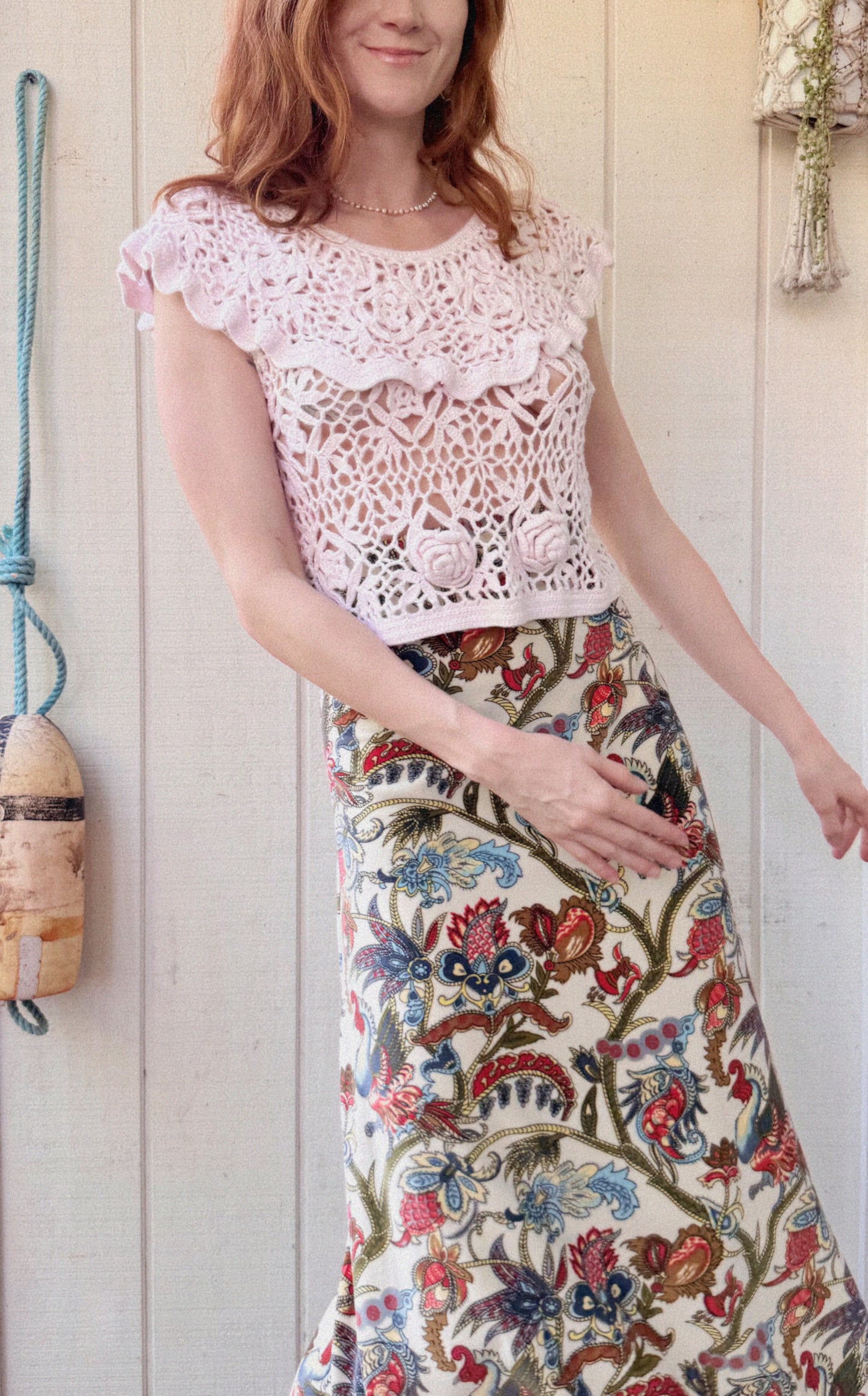The Reese 1990s Ruffle Crochet Top