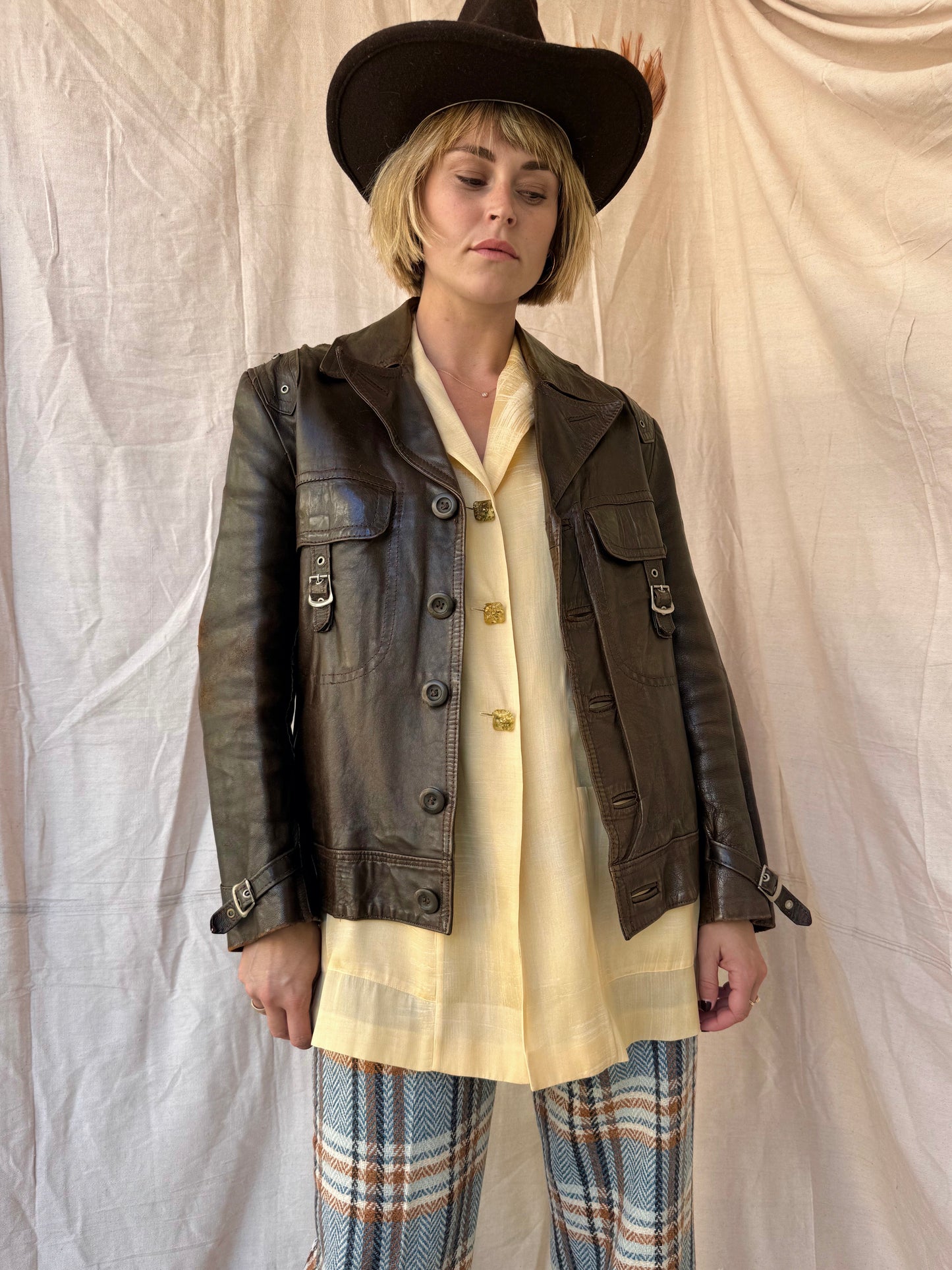 The Brenda 1970s Vintage Moto Jacket