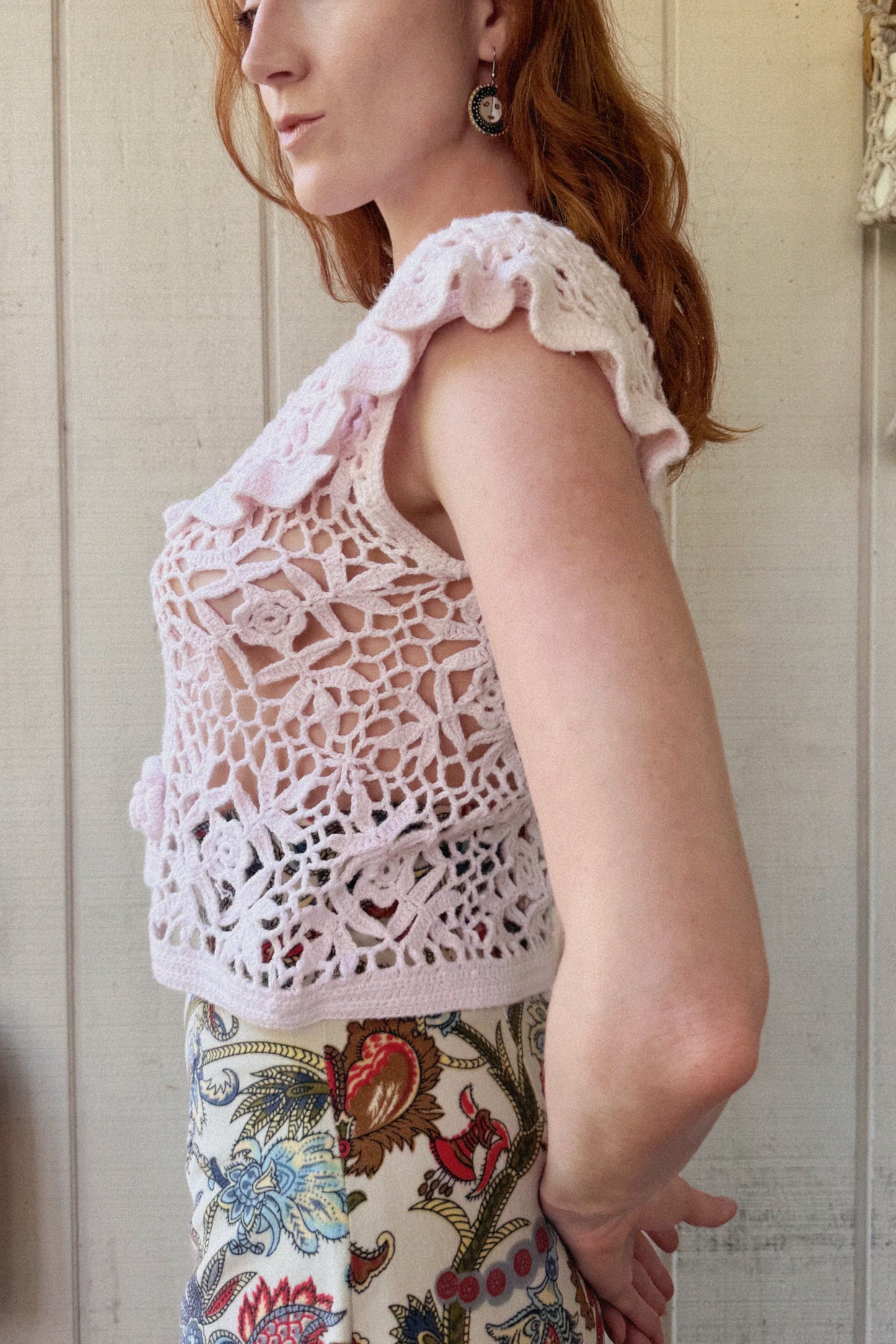 The Reese 1990s Ruffle Crochet Top